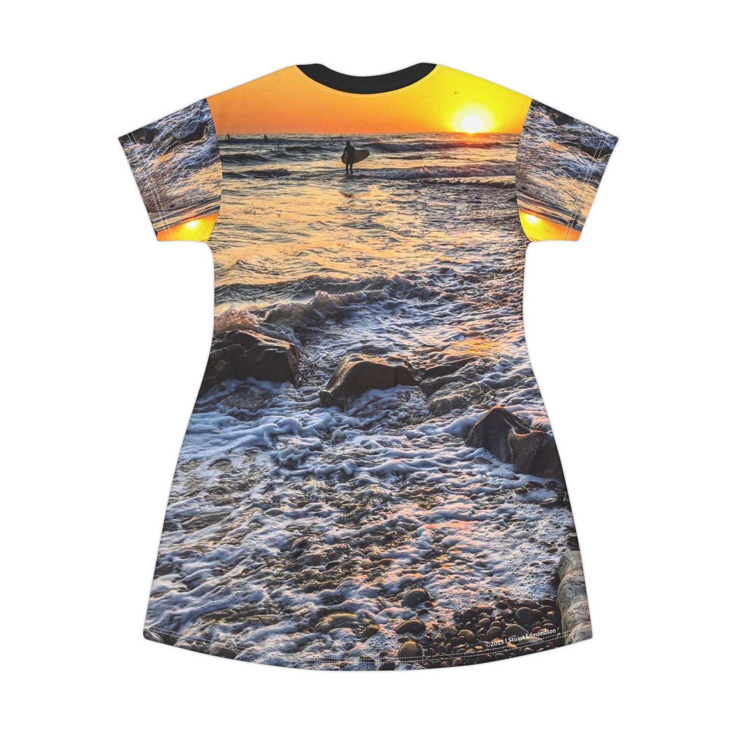 Swamis Vibe Sunset Surf Beach T Dress #9. Artistic Nature California Shoreline T-Shirt Dress Sunset Beach T-Shirt Dress, Vacation Outfit, Summer Dress, Beachwear, Casual Dress, Gift for Her