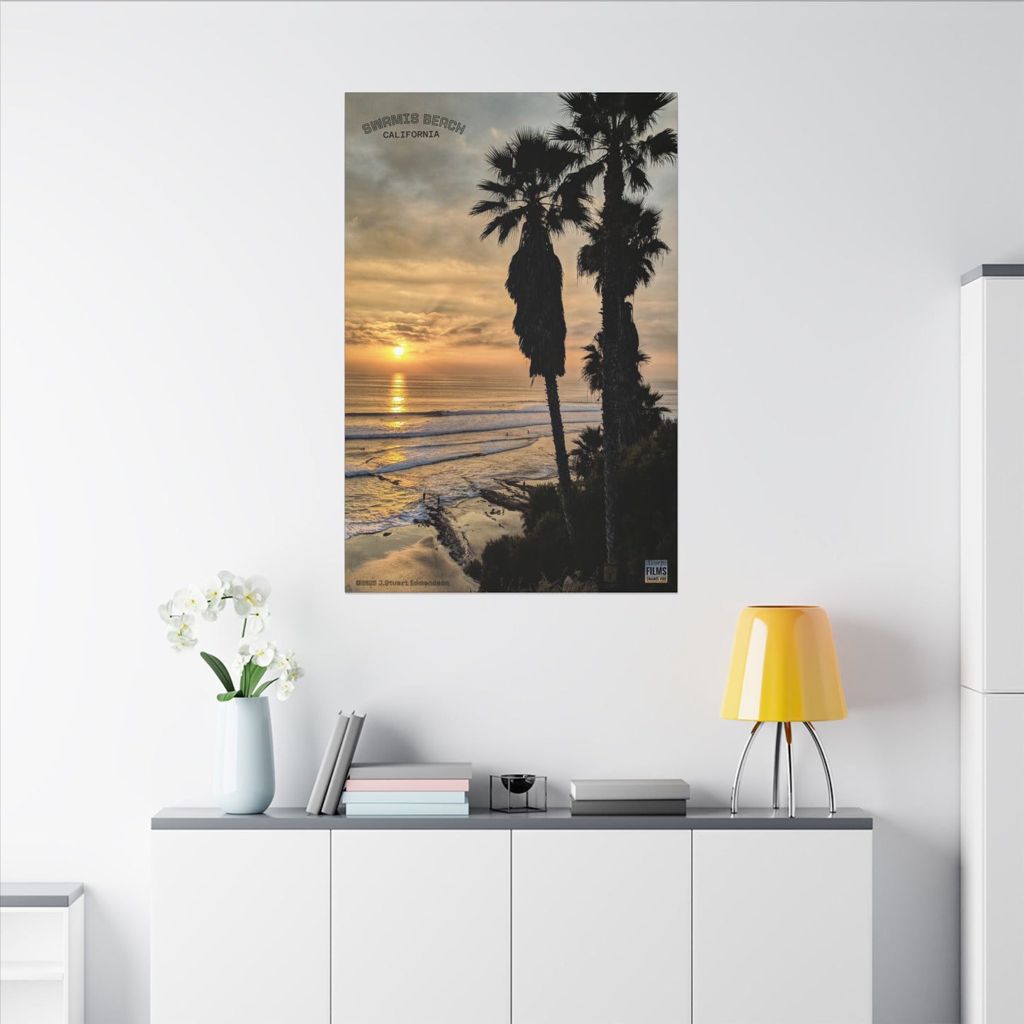 Swamis Vibe Encinitas California JSE Photograph #259 Swamis Winter Sunset Canvas Wall Art, Coastal Home Decor, Beach Vibes, Room Aesthetic, California Sunset, Gift for Ocean Lovers