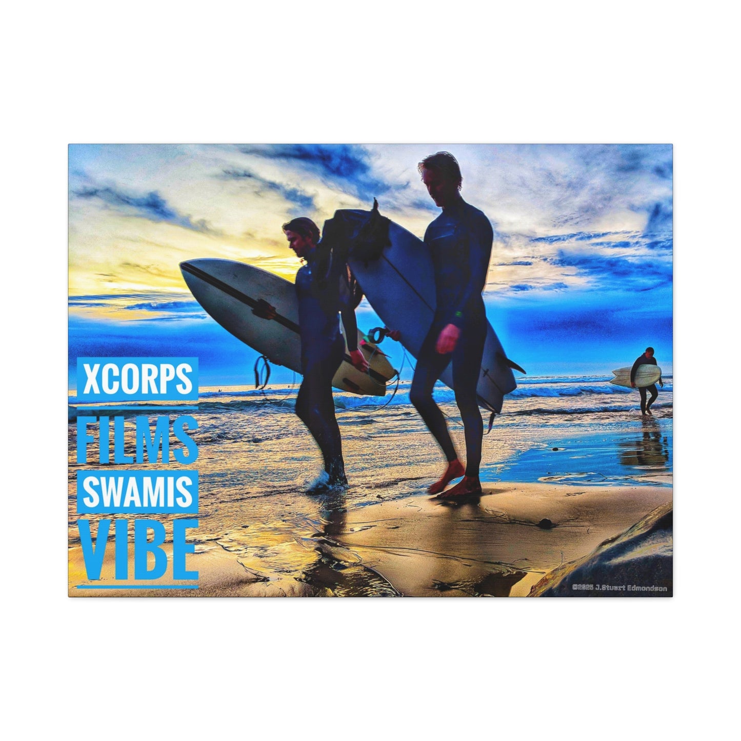 Swamis Vibe Encinitas California JSE Photograph #341 Blue Sunset Surfers Surfing Vibe Canvas Art, Beach Decor, Coastal Wall Art, Surfer Home Decor, Ocean Inspired Art, Summer Aesthetic
