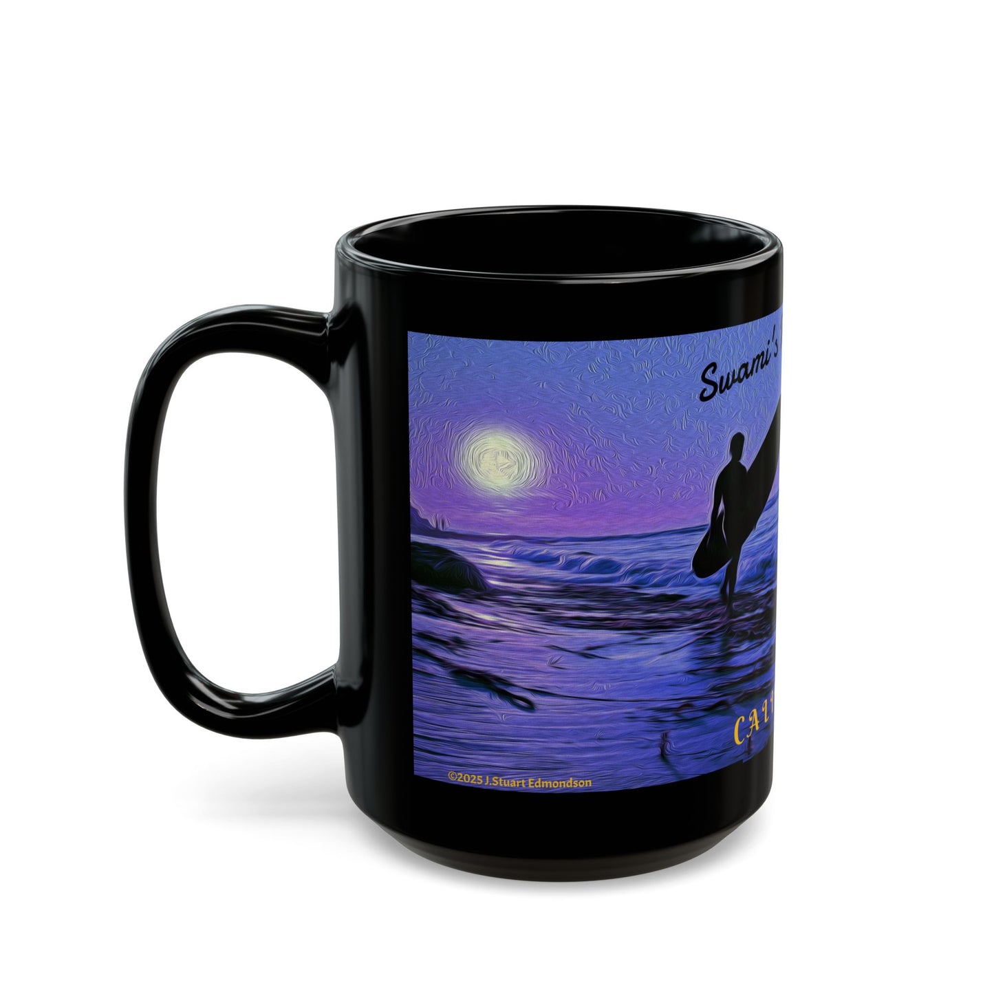 Swamis Vibe Encinitas California JSE Designs #7. Swamis Vibe Purple Surfer Ceramic Mug Surf's Up Black Mug, Swami's Reef Surf Park Coffee Cup, Ocean Lover Gift, Beach House Decor, California Surfing Mug, Adventure Drinkware