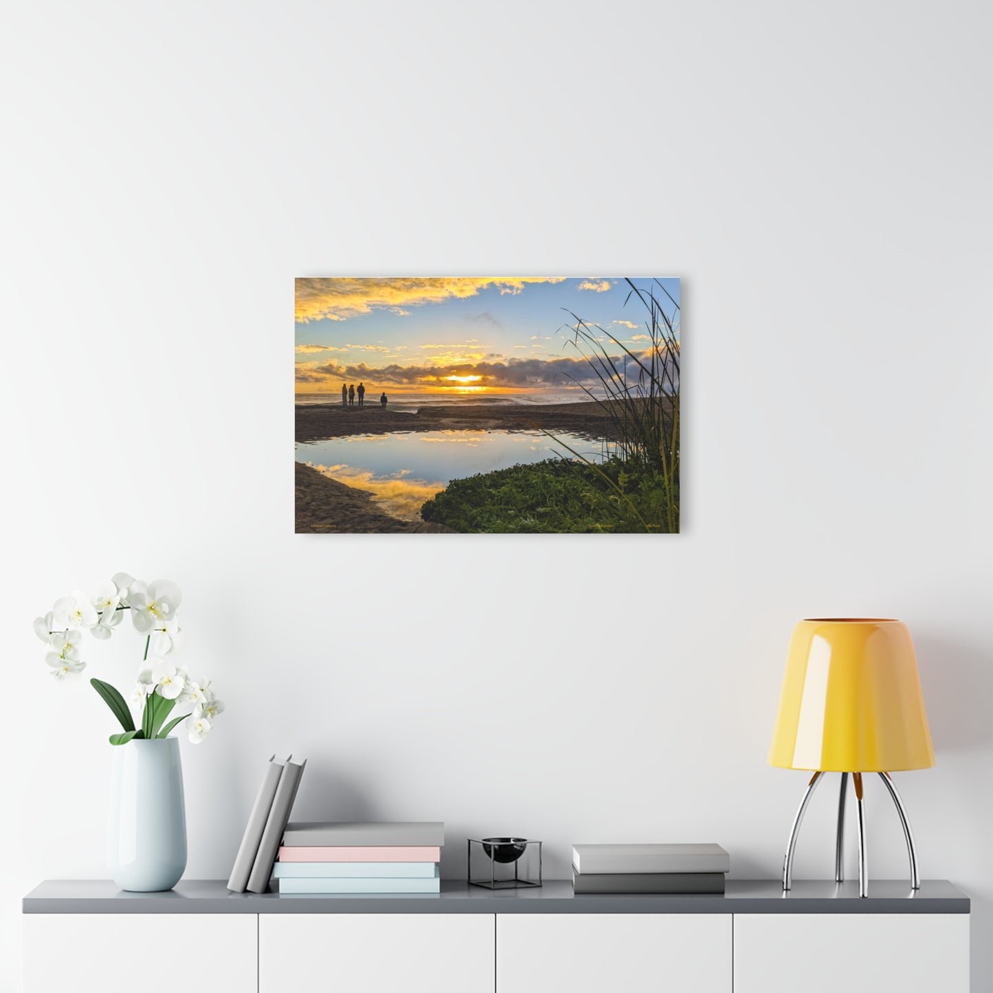 JSE Photo Sunset Storm Carlsbad California Sunset Beach Acrylic Print — Coastal Landscape Wall Art (French Cleat Hanging)