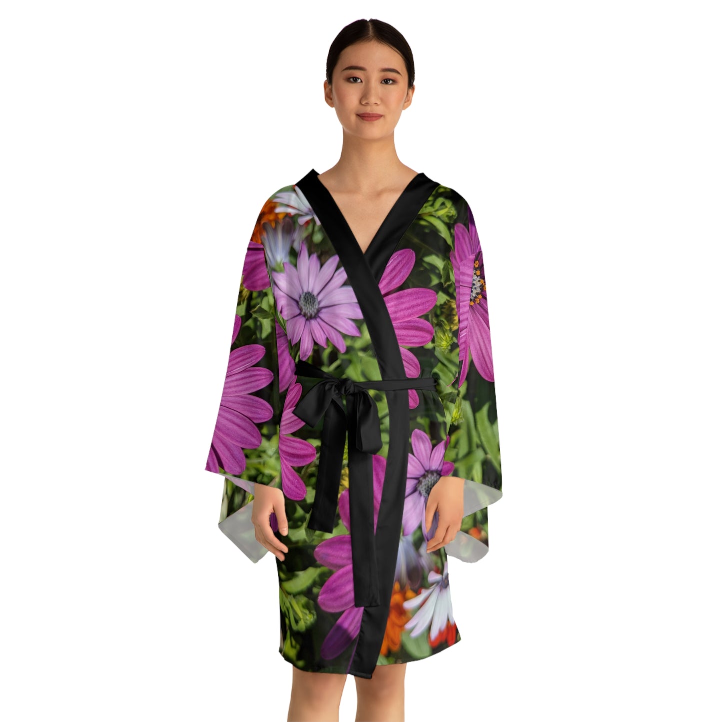 Swamis Vibe JSE Cali Designs  Swami's Surf Park Photo Collection #117 Purple Daisy Kimono Robe Floral Print Long Sleeve Kimono Robe, Cozy Lounge Wear, Perfect for Gifting, Spa Days, Spring Fashion, Relaxation, Boho Chic
