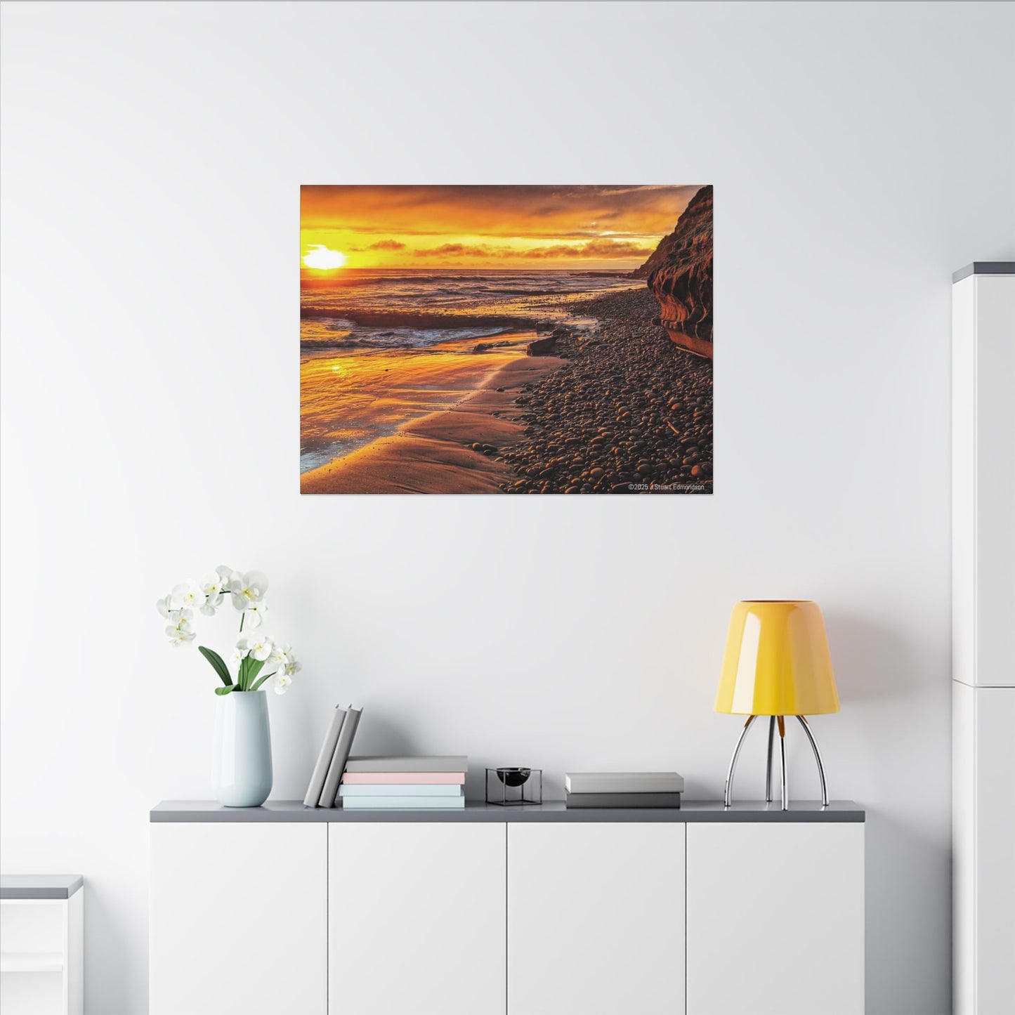Swamis Vibe Encinitas California JSE Photograph #308 Swamis Reef Sunset Beach Canvas Art, Stretched Wall Decor, Coastal Home Decor, Ocean Sunset Artwork, Beach Lover Gift
