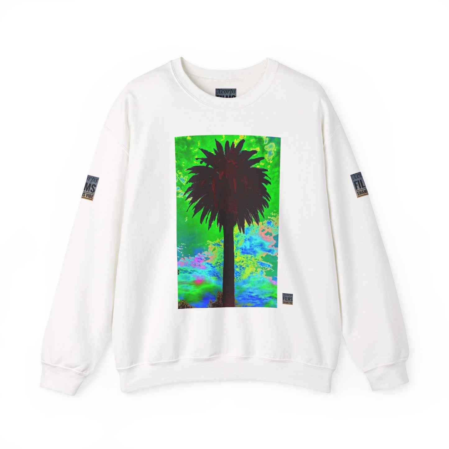 Palm Tree Surf Crewneck Sweatshirt - California Surfing Sunset JSE Surf Photo Designs #12525