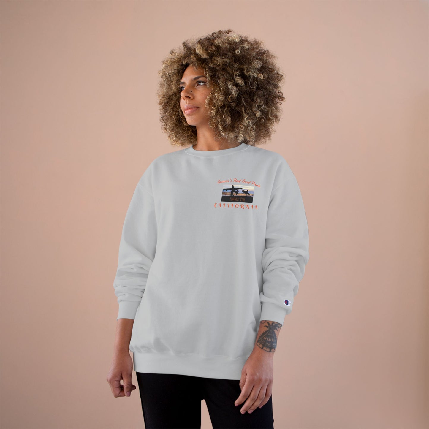 Swamis Vibe Encinitas California JSE Designs #1. Custom Designed Swamis Surf Park Crewneck Unisex Sweatshirt