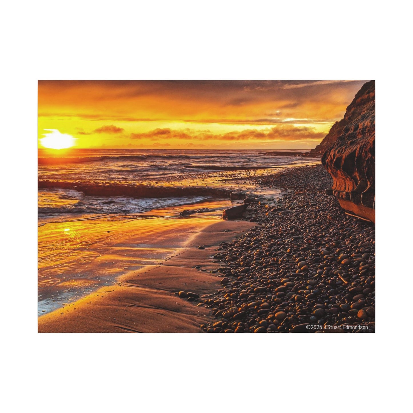 Swamis Vibe Encinitas California JSE Photograph #308 Swamis Reef Sunset Beach Canvas Art, Stretched Wall Decor, Coastal Home Decor, Ocean Sunset Artwork, Beach Lover Gift