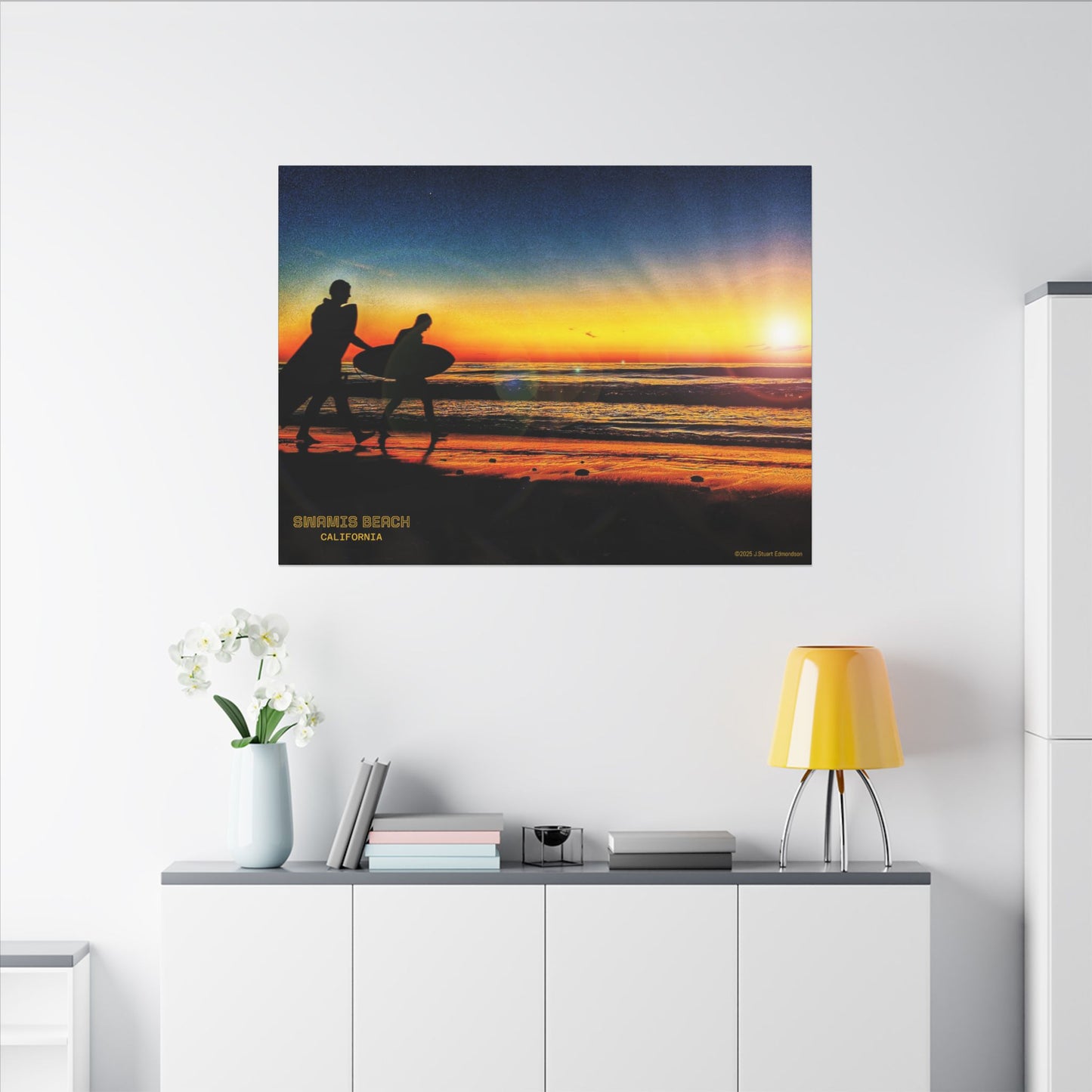 Swamis Vibe Encinitas California JSE Photograph #115 Spirited Swamis Surfers Sunset Sunset Surfing Matte Canvas Print, Surfer Wall Art, Beach Home Decor, Gift for Surf Lovers, Coastal Living, Ocean Art
