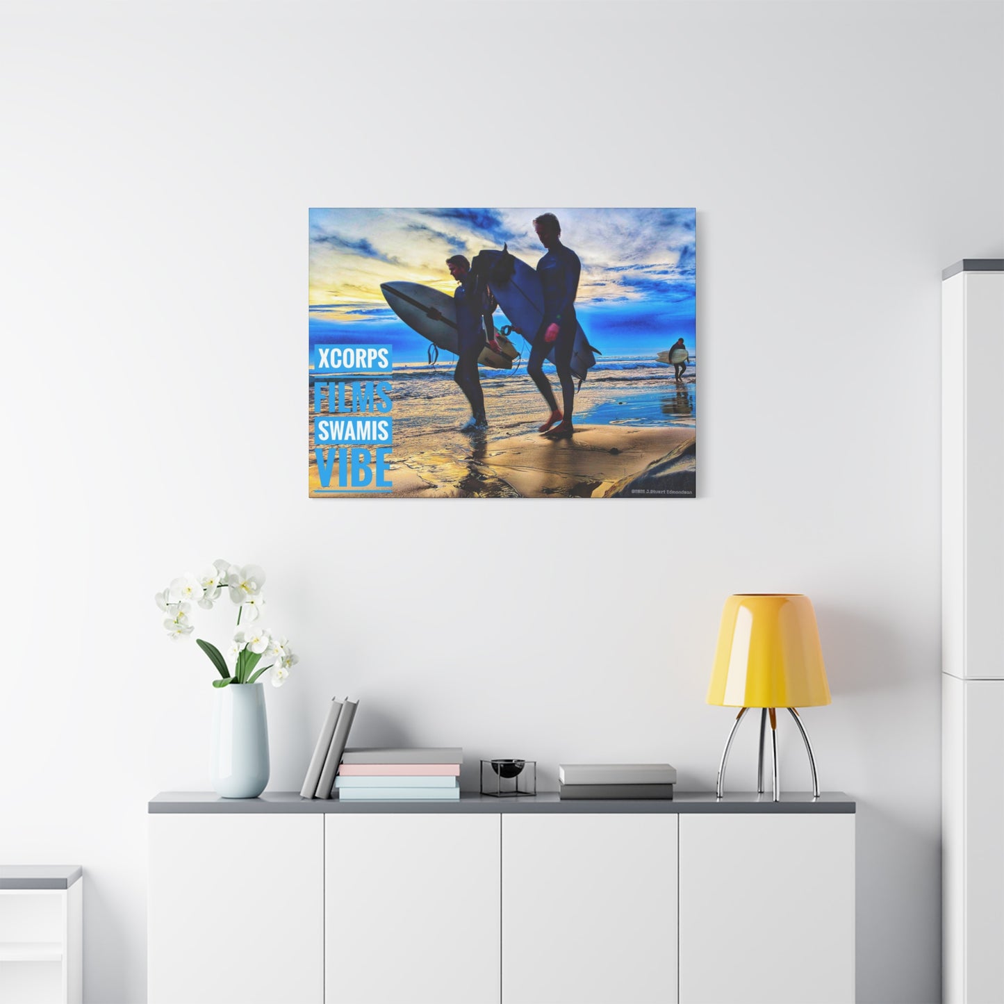 Swamis Vibe Encinitas California JSE Photograph #341 Blue Sunset Surfers Surfing Vibe Canvas Art, Beach Decor, Coastal Wall Art, Surfer Home Decor, Ocean Inspired Art, Summer Aesthetic