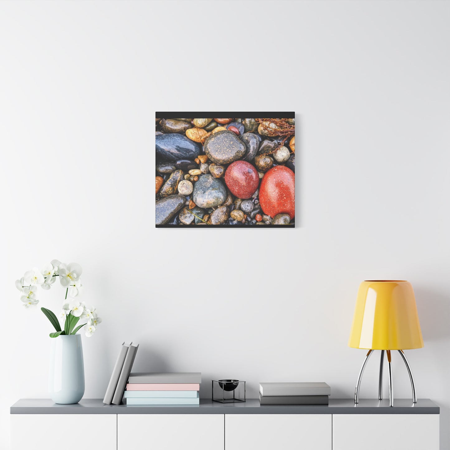 Swamis Vibe Encinitas California JSE Photograph - Beach Rocks Mix #426 Natural Stone Art Canvas, Home Decor, Wall Art, Gift for Nature Lovers, Rustic Aesthetic, Gallery Wrap Print