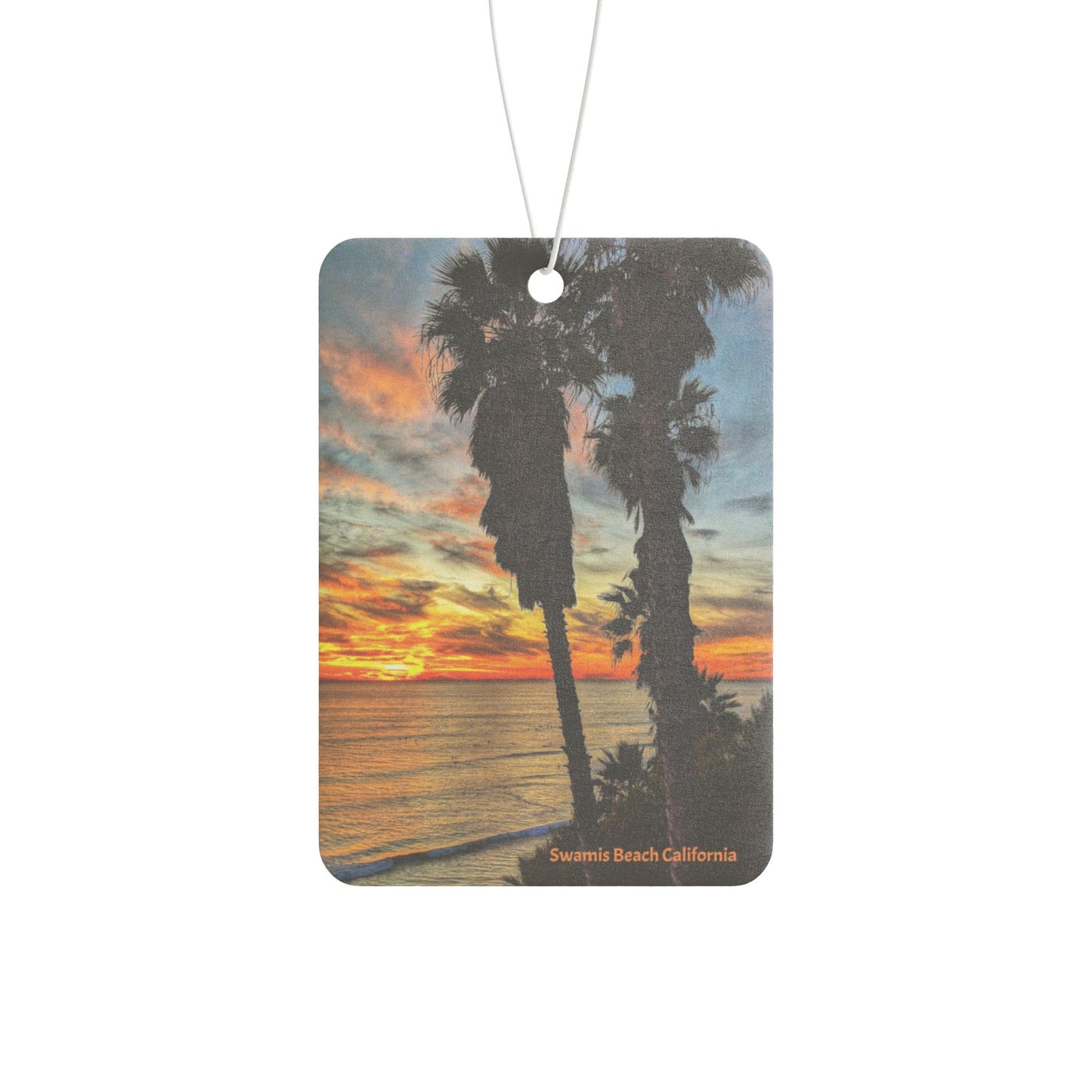 Swamis Vibe Encinitas California JSE Xcorps Films Designs #17. Swamis Vibe Sunset Palm Trees Air Fresheners in 3 scent options
