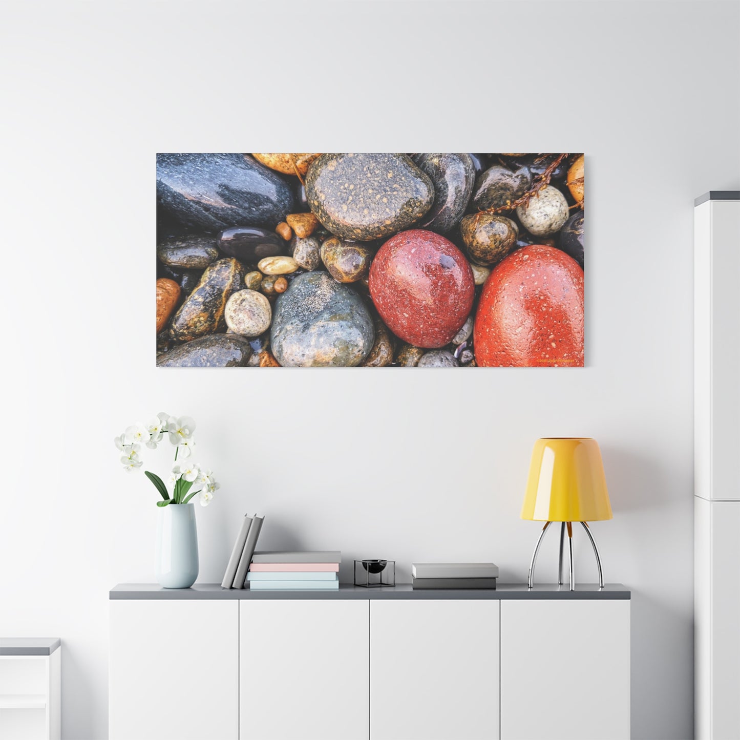 Swamis Vibe Encinitas California JSE Photograph - Beach Rocks Mix #426 Natural Stone Art Canvas, Home Decor, Wall Art, Gift for Nature Lovers, Rustic Aesthetic, Gallery Wrap Print