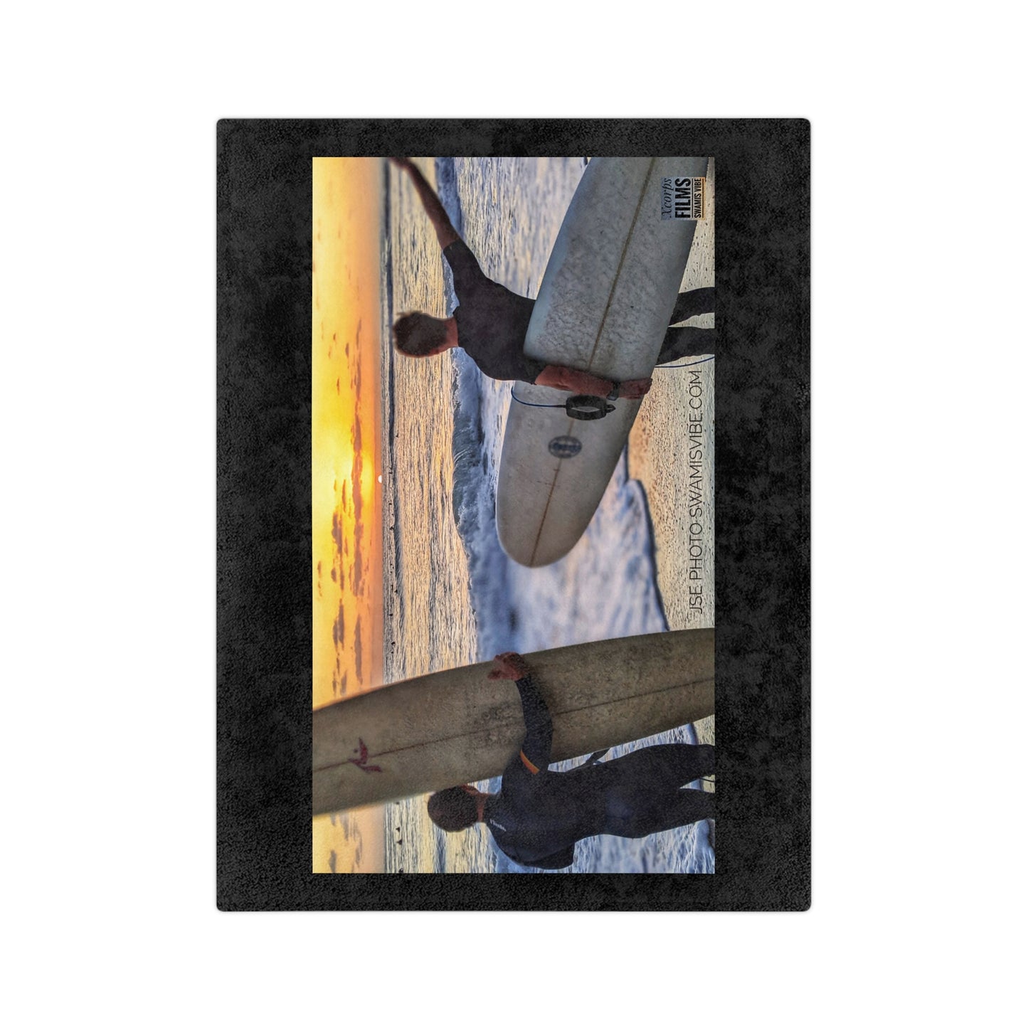Swamis Vibe Encinitas California JSE Designs Surfer Sunset Blanket #1. Microfiber Blanket - Swamis Vibe Surfing Beach Design