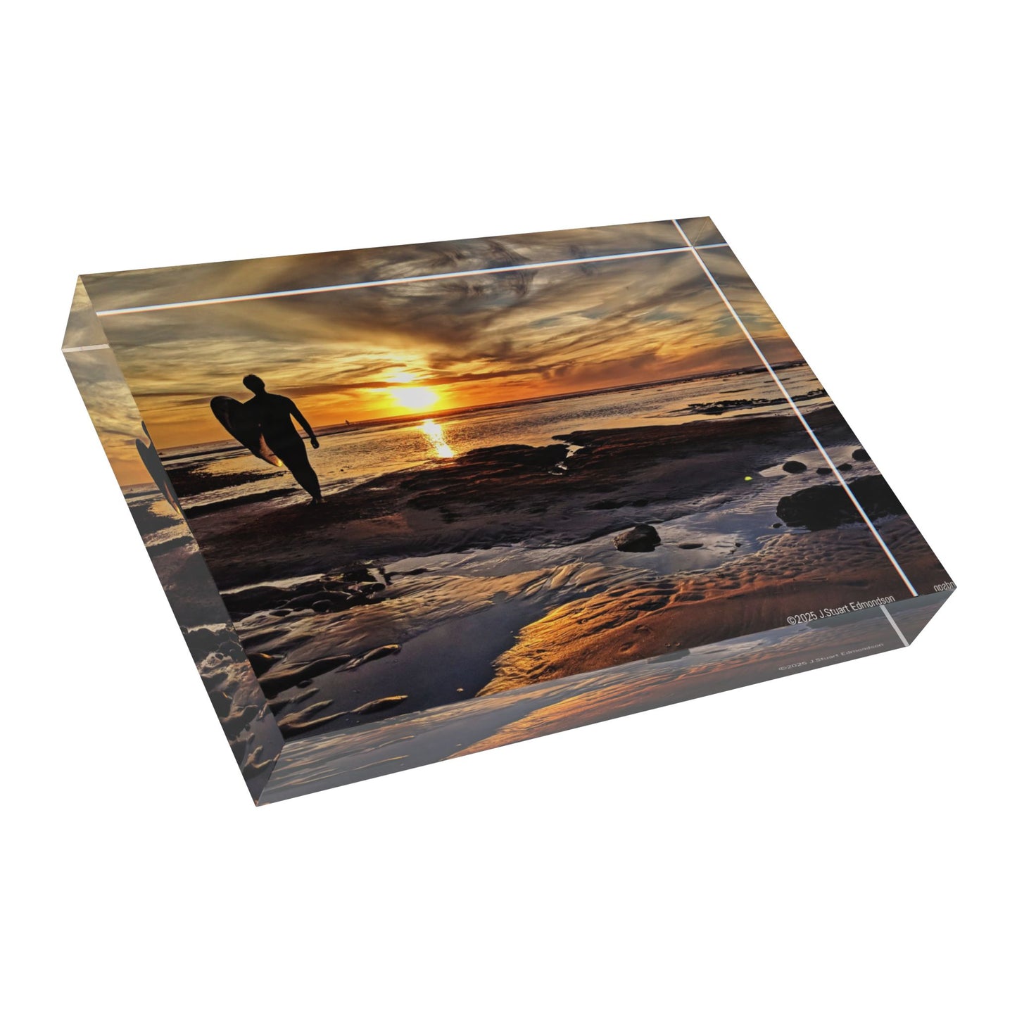 Sunset Surf Photo Block | Decorative Art Piece, Home Decor, Gift for Him, Personalized Wall Art, Beach Lover
