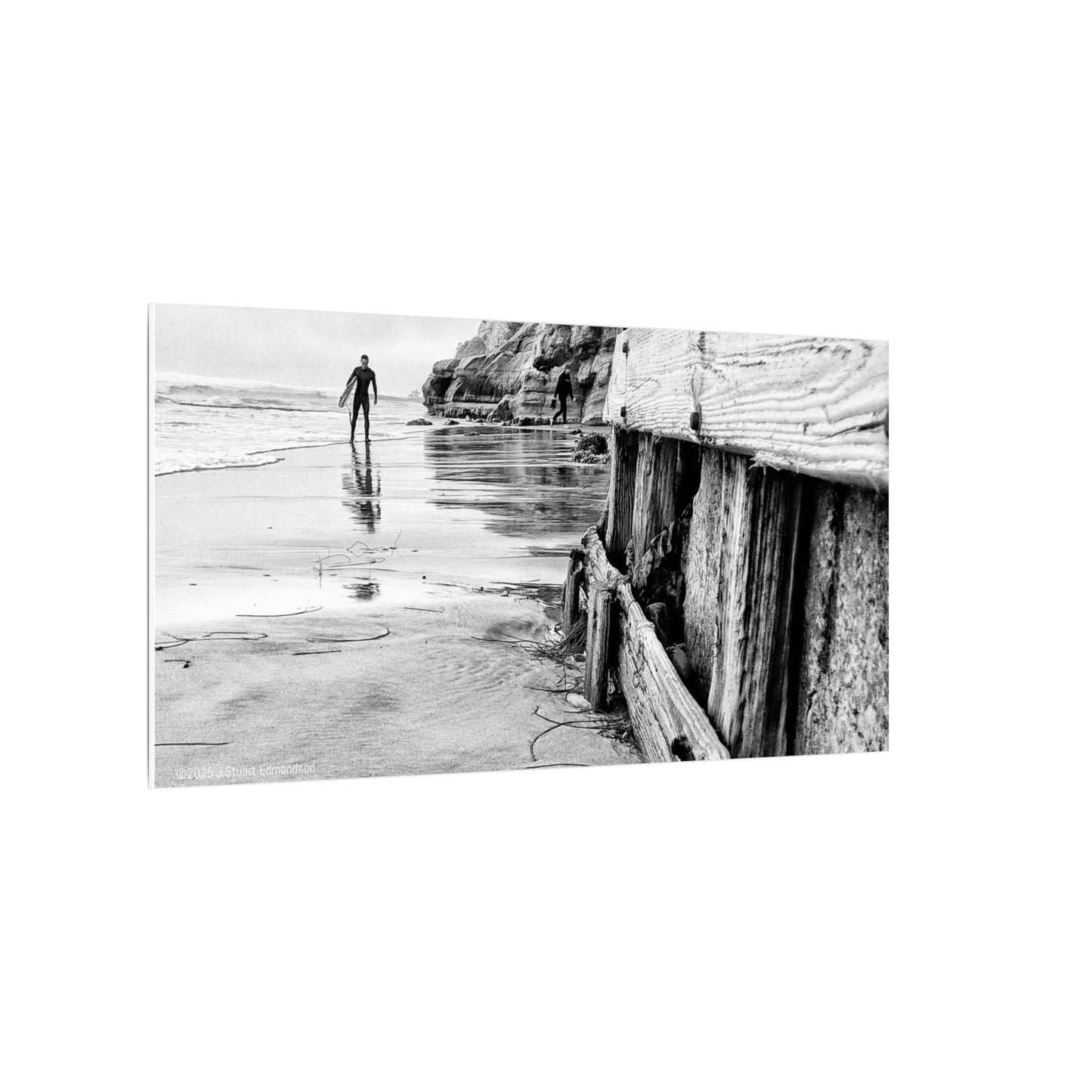 Swamis Vibe Encinitas California JSE Photograph #1221 Surfer on Swamis Beach BW Surfing Wall Art Print, Black and White Coastal Decor, Beach Lover Gift, Home Office Artwork, Surfer Canvas