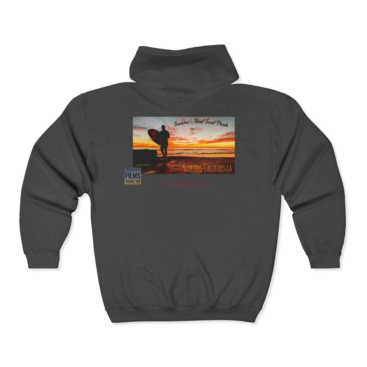 Swamis Vibe Encinitas California JSE Designs custom Hoodie #2 Swamis Beach Vibe California Unisex Full Zip Hoodie with Serene Sky Design, Cozy Sweatshirt, Perfect for Relaxing, Gifting, Everyday Wear, Best for Autumn and Winter