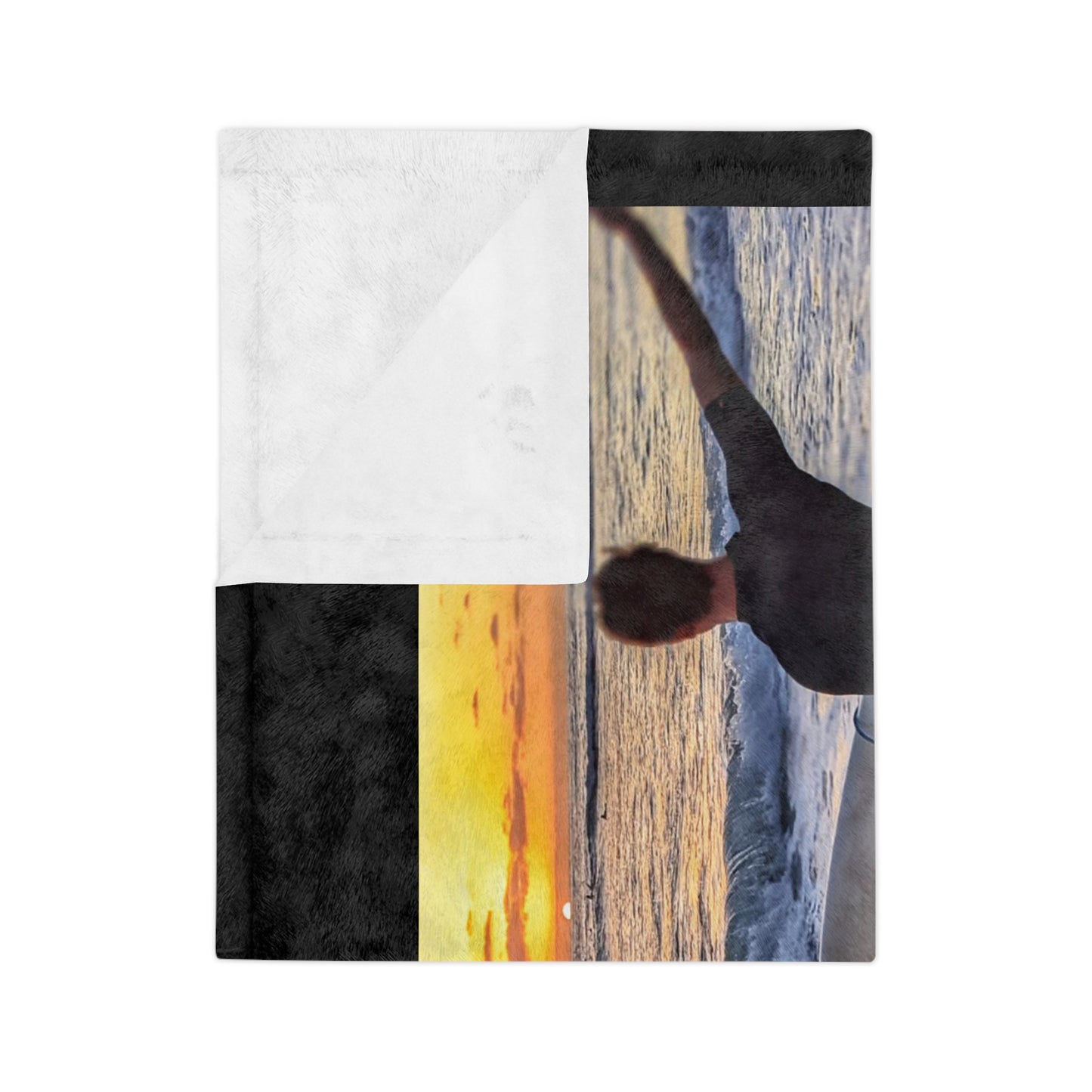 Swamis Vibe Encinitas California JSE Designs Surfer Sunset Blanket #1. Microfiber Blanket - Swamis Vibe Surfing Beach Design