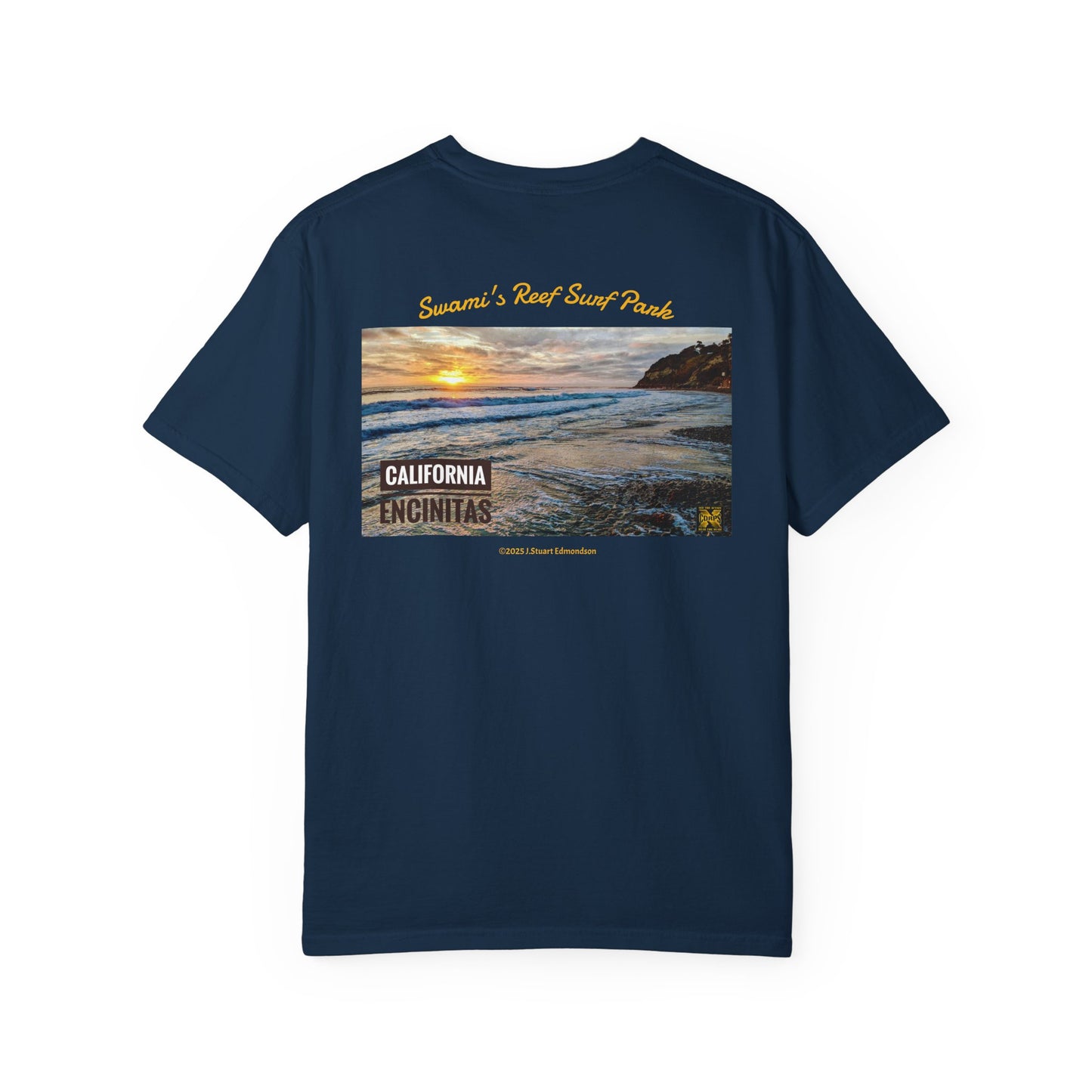 Swamis Vibe Encinitas California JSE Designs #1229 Swamis Vibe Film Unisex Sunset Surfer Tee Shirt California Sunset Garment-Dyed T-Shirt | Beach Vibes Tee | Unisex Summer Fashion | Gift for Travelers, Nature Lovers, Friends