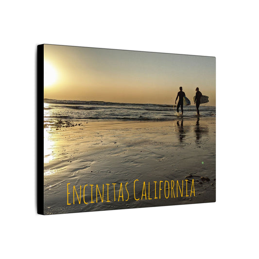 Swamis Vibe Encinitas California JSE Photograph #138. Swamis Sunset Surfers Matte Canvas, Stretched, 0.75" (Multi-Size)