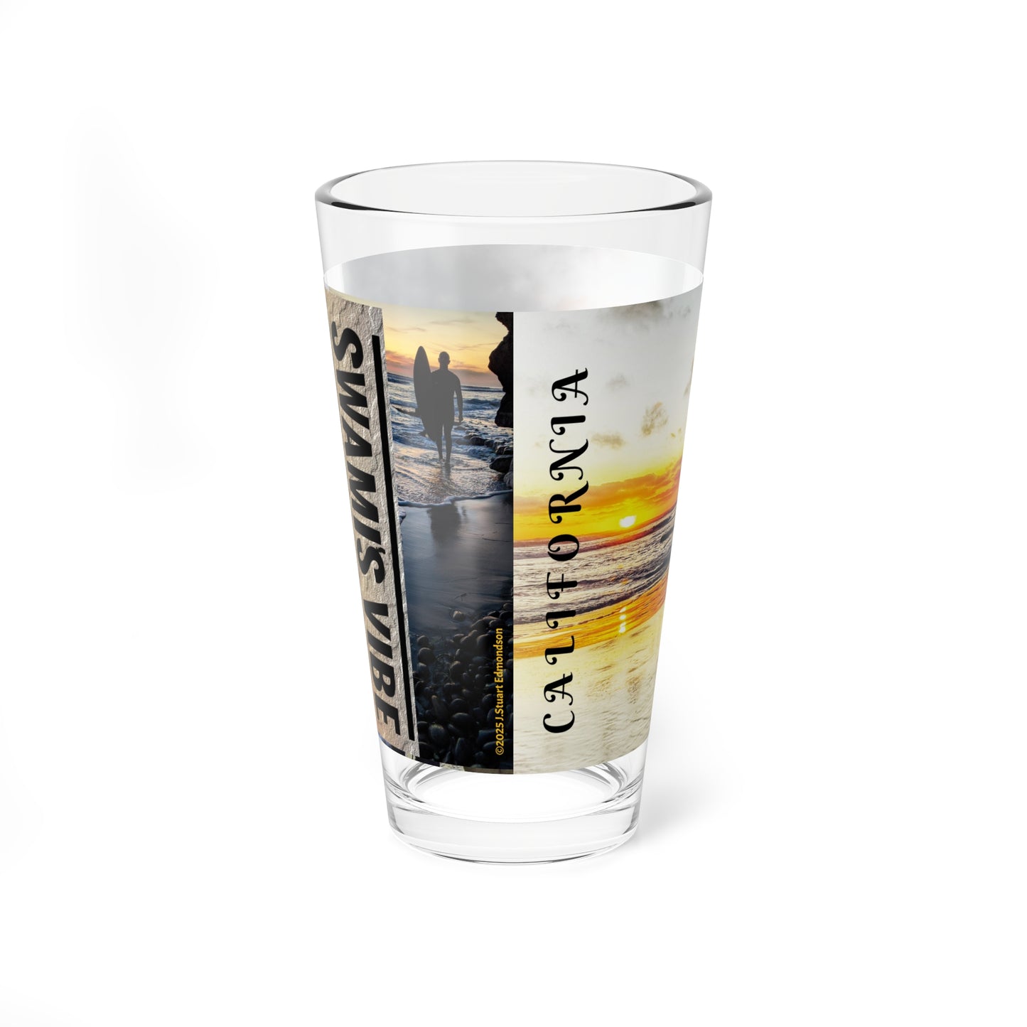 Swamis Vibe Encinitas California JSE Designs #1 Xcorps Films Swamis Vibe Mixing - Drinking Glass 16oz Mixing Glass - Swamis Vibe Glassware