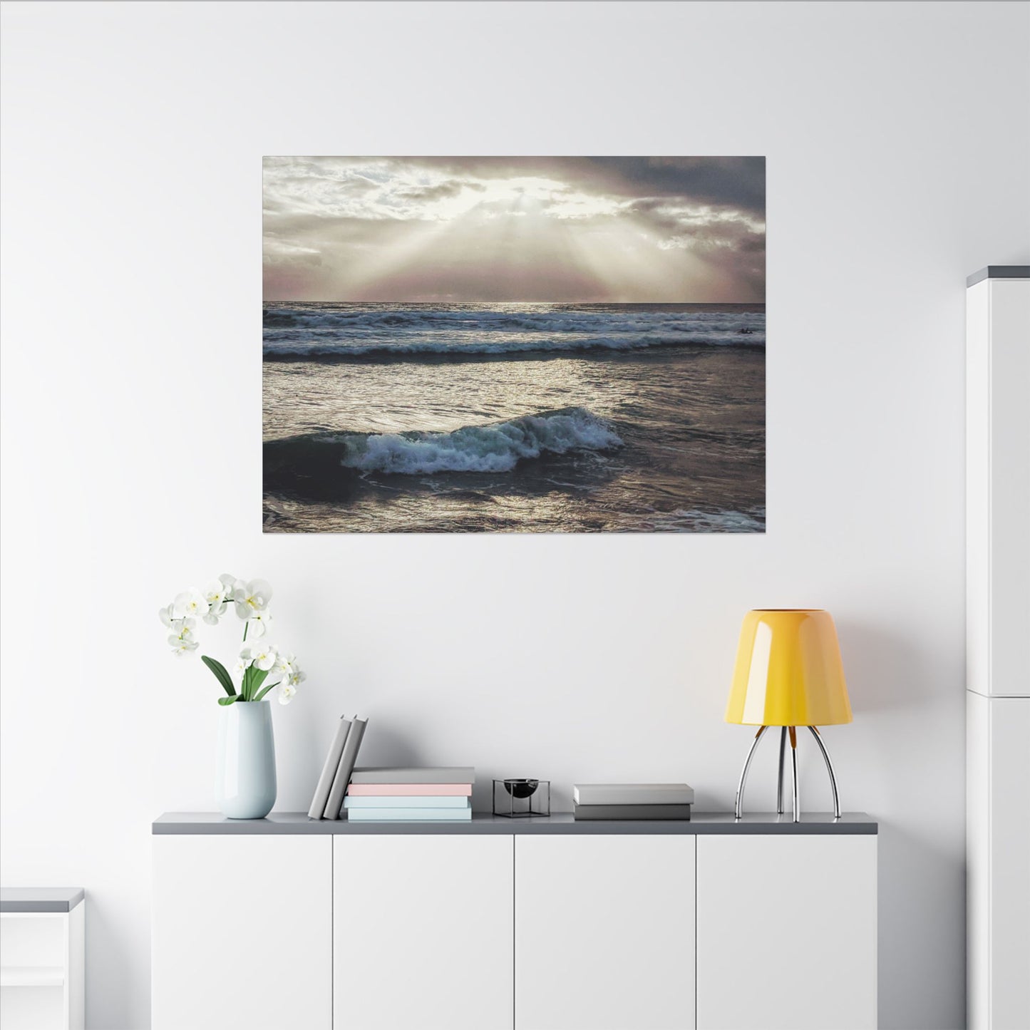 Swamis Vibe Encinitas California JSE Photograph #1256 Swamis Sun Rays Canvas Wall Art, Ocean Sunset Decor, Coastal Home Decor, Beach Wall Art, Nautical Wall Art
