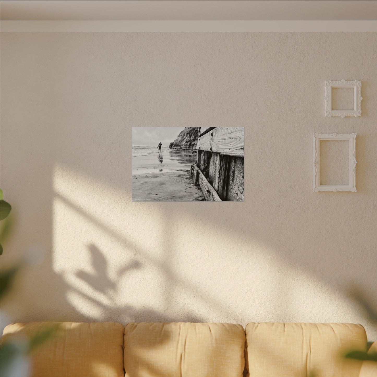 Swamis Vibe Encinitas California JSE Photograph #1221 Surfer on Swamis Beach BW Surfing Wall Art Print, Black and White Coastal Decor, Beach Lover Gift, Home Office Artwork, Surfer Canvas