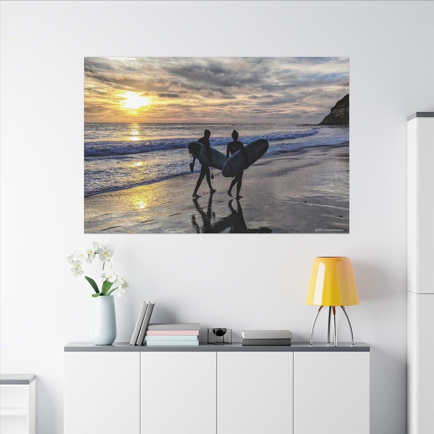 Swamis Vibe Encinitas California JSE Photograph #431 Swamis Silver Sunset Surfers Sunset Surfing Canvas Wall Art | Beach Decor, Ocean Sunset, Surfing Artwork, Home Decor, Gift for Surfers