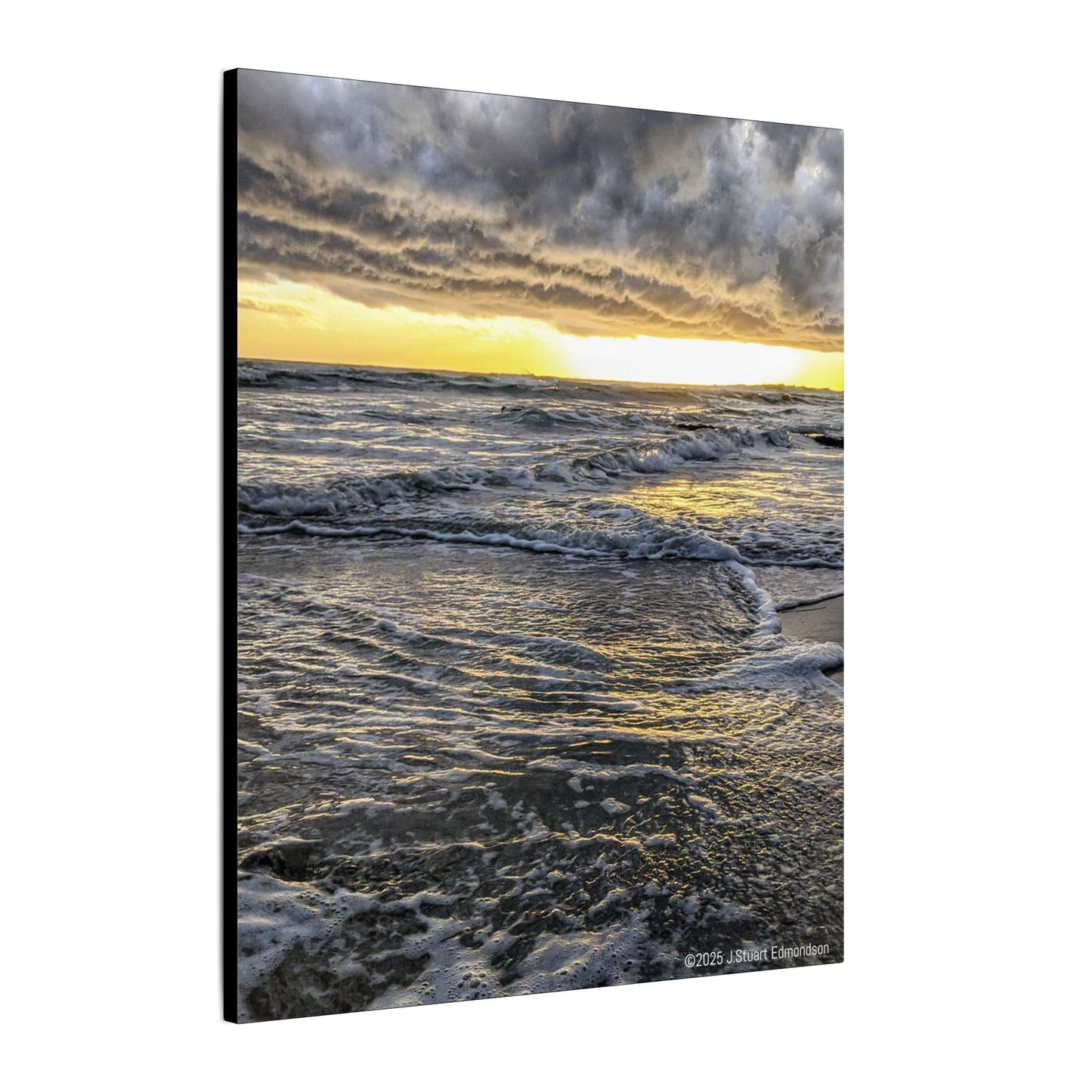 Swamis Vibe Encinitas California JSE Photograph #407 Sunset Stormy Stretched Canvas Art, Beach Sunset Wall Decor, Coastal Home Decor, Seascape Print, Gift for Ocean Lovers