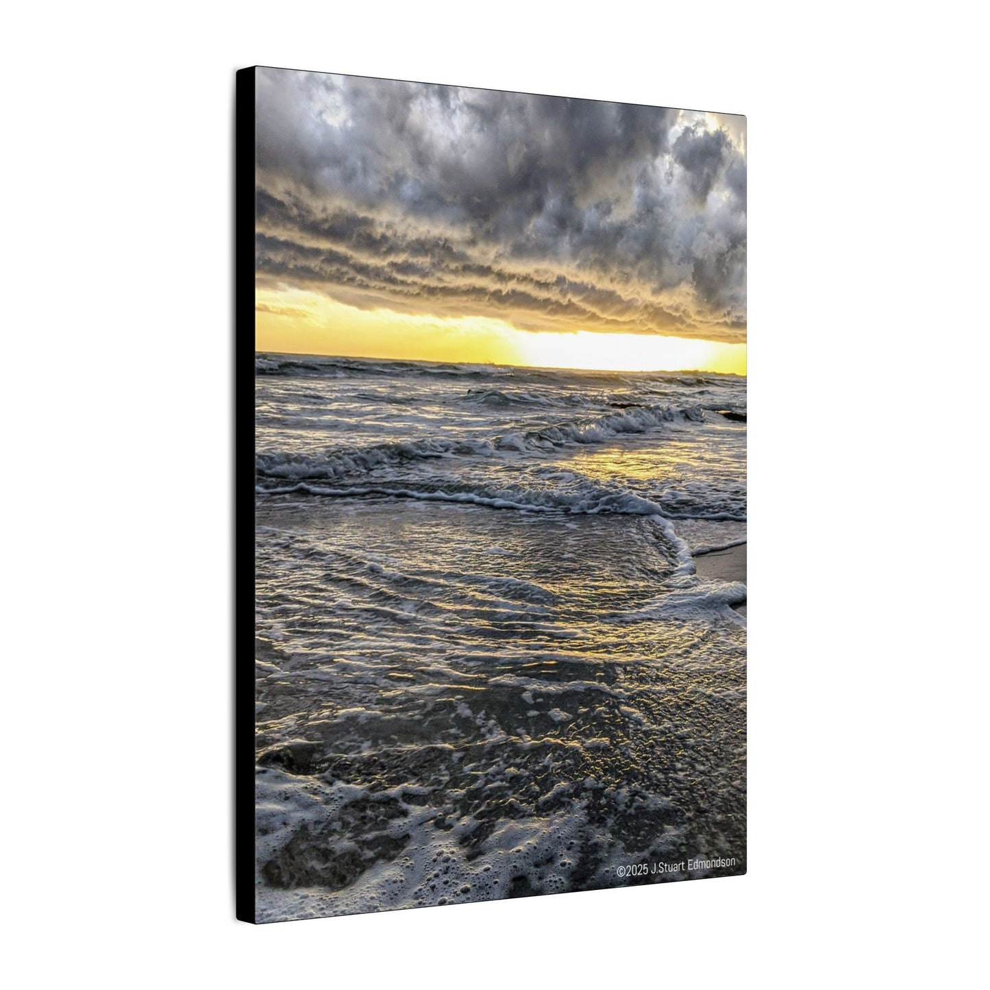 Swamis Vibe Encinitas California JSE Photograph #407 Sunset Stormy Stretched Canvas Art, Beach Sunset Wall Decor, Coastal Home Decor, Seascape Print, Gift for Ocean Lovers