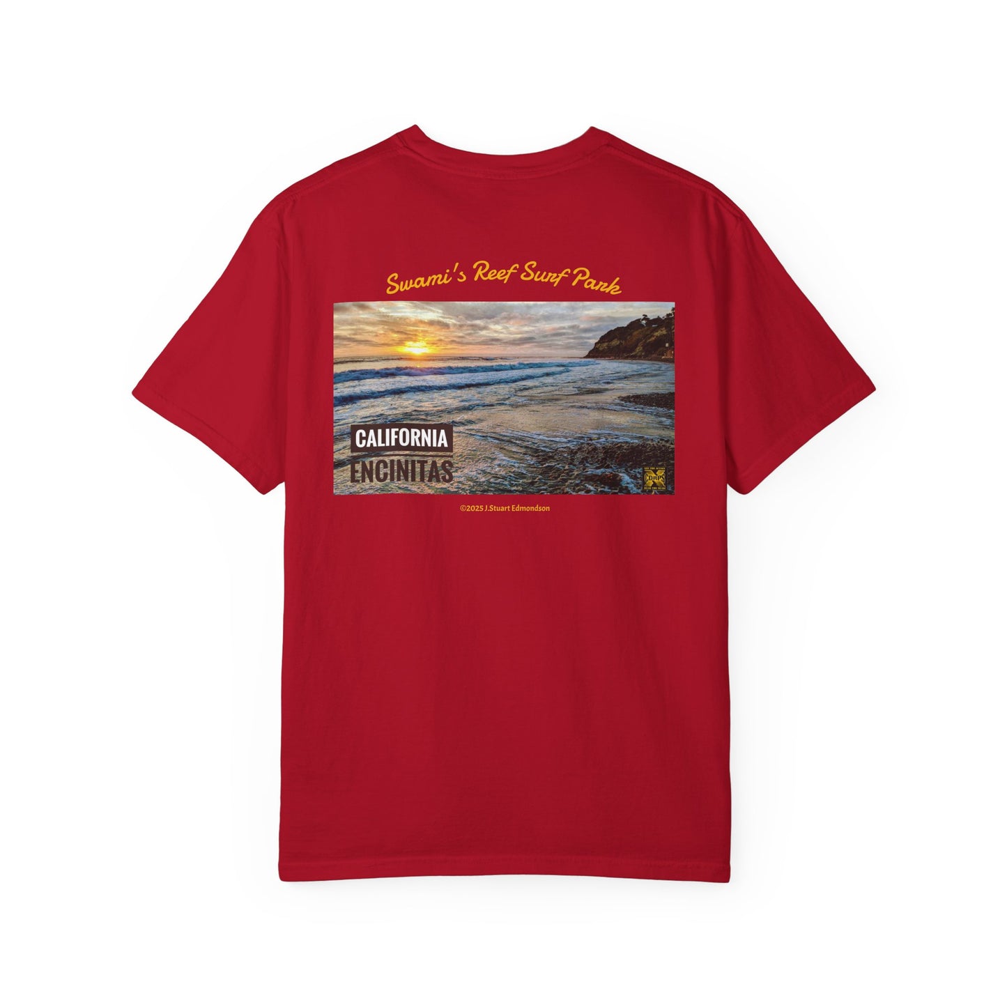 Swamis Vibe Encinitas California JSE Designs #1229 Swamis Vibe Film Unisex Sunset Surfer Tee Shirt California Sunset Garment-Dyed T-Shirt | Beach Vibes Tee | Unisex Summer Fashion | Gift for Travelers, Nature Lovers, Friends