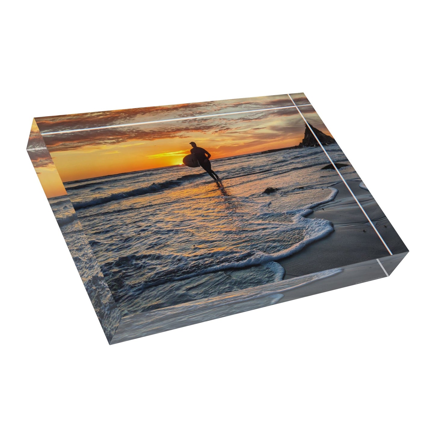 Swamis Vibe Surf and Sunsets 3D Sunset Surf Photo Block - Sunset Surfer #1122 Decorative Home Accent, Gift for Surfers, Beach Decor, Office or Home