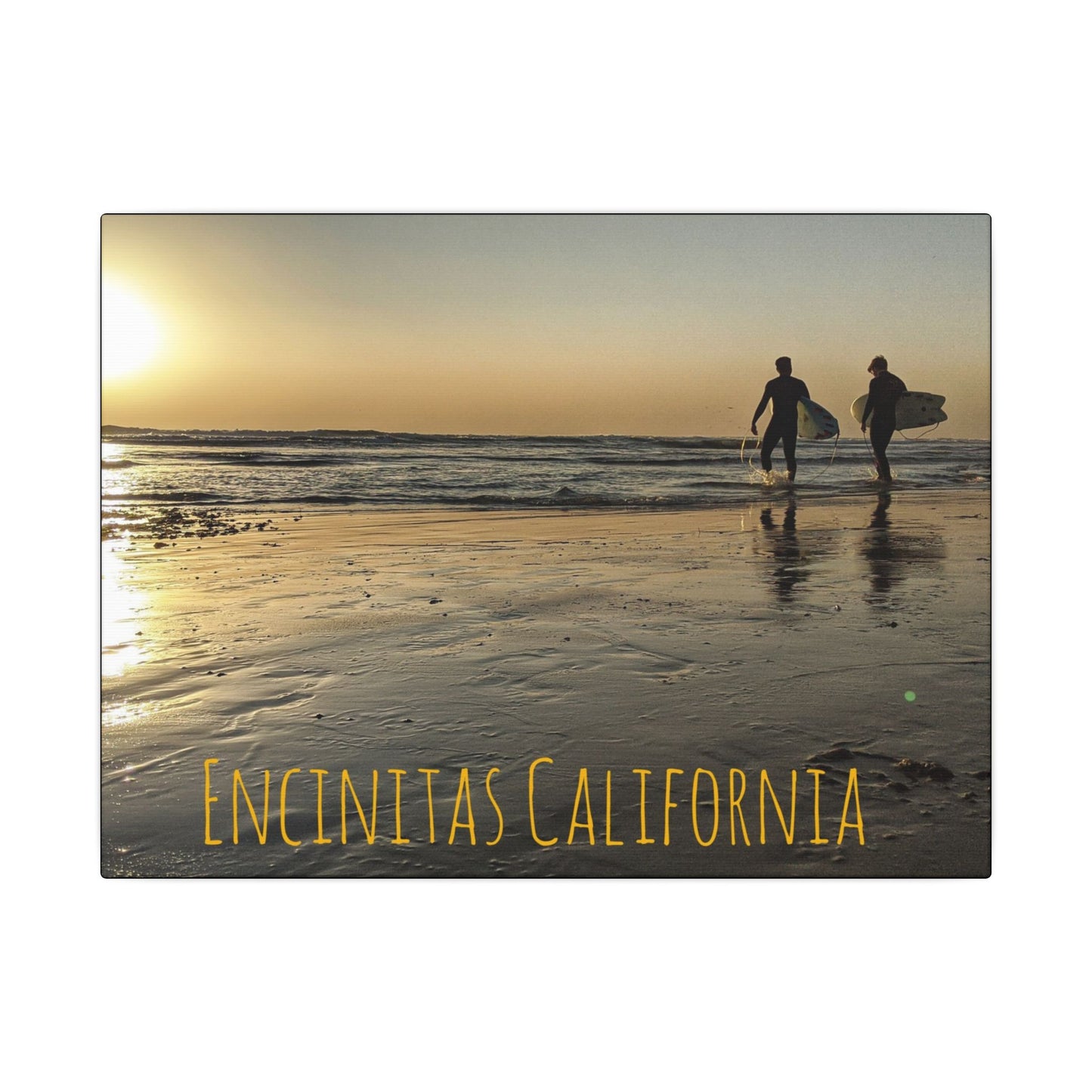 Swamis Vibe Encinitas California JSE Photograph #138. Swamis Sunset Surfers Matte Canvas, Stretched, 0.75" (Multi-Size)