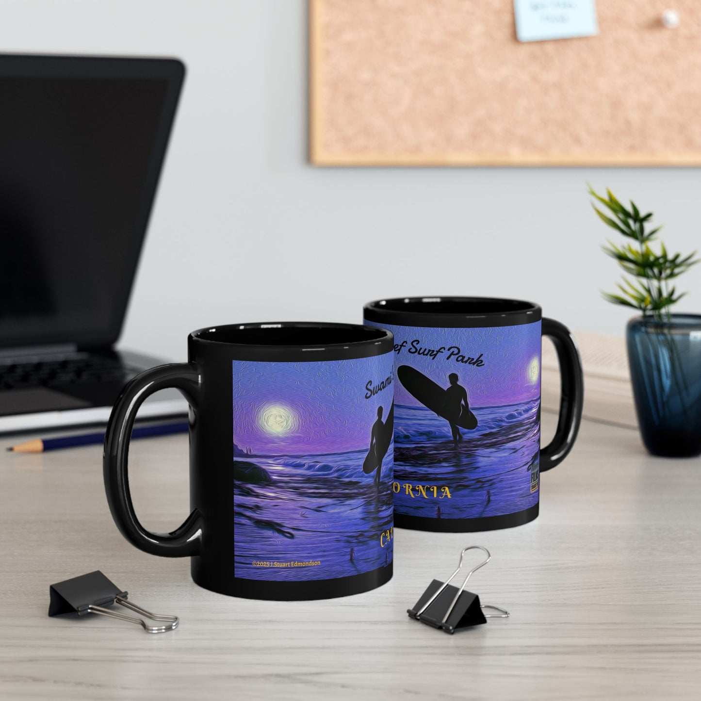 Swamis Vibe Encinitas California JSE Designs #7. Swamis Vibe Purple Surfer Ceramic Mug Surf's Up Black Mug, Swami's Reef Surf Park Coffee Cup, Ocean Lover Gift, Beach House Decor, California Surfing Mug, Adventure Drinkware