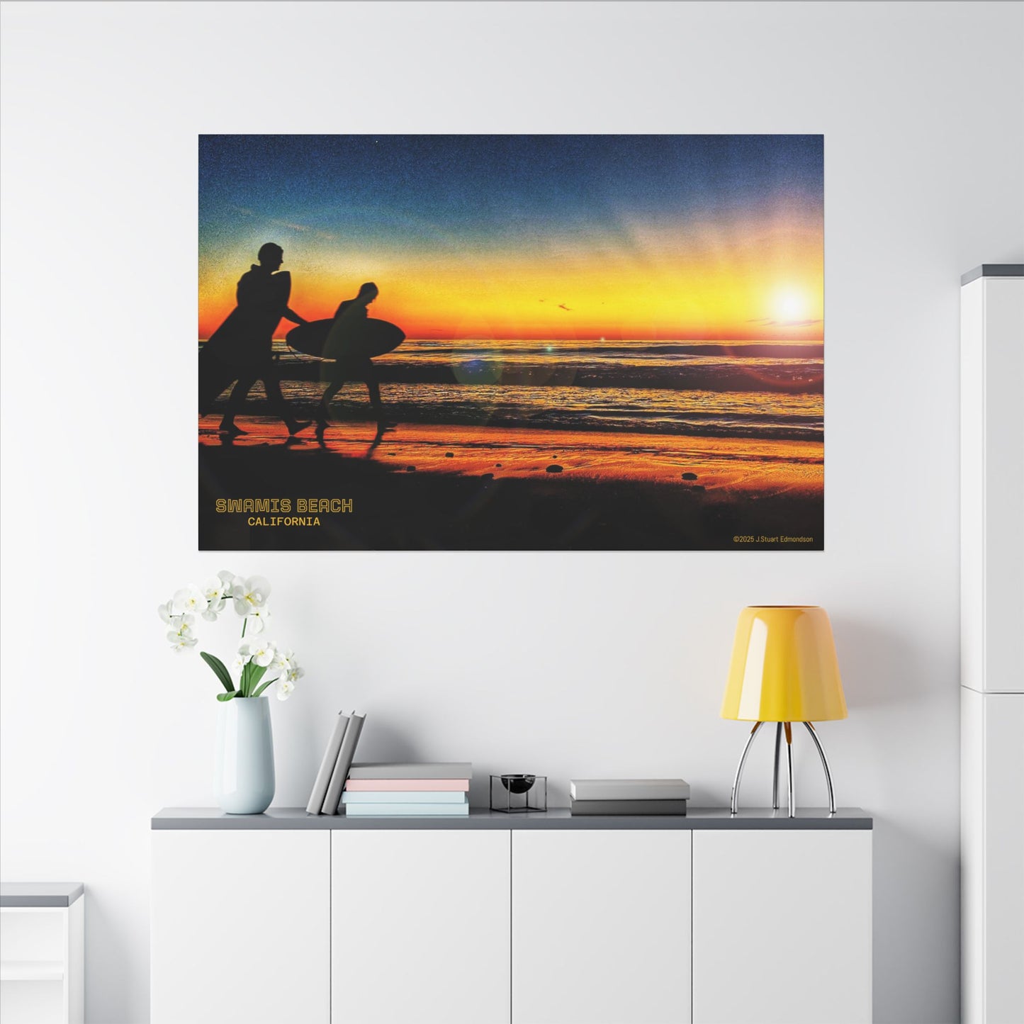 Swamis Vibe Encinitas California JSE Photograph #115 Spirited Swamis Surfers Sunset Sunset Surfing Matte Canvas Print, Surfer Wall Art, Beach Home Decor, Gift for Surf Lovers, Coastal Living, Ocean Art