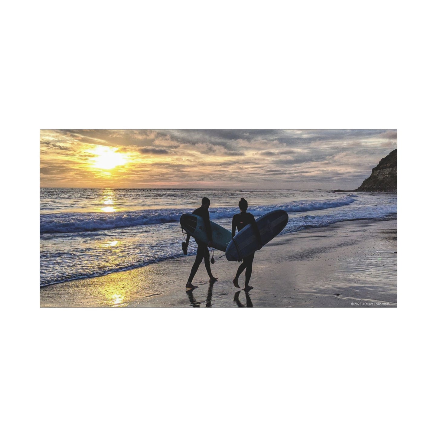 Swamis Vibe Encinitas California JSE Photograph #431 Swamis Silver Sunset Surfers Sunset Surfing Canvas Wall Art | Beach Decor, Ocean Sunset, Surfing Artwork, Home Decor, Gift for Surfers