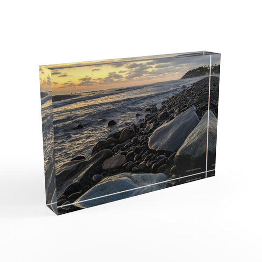 Swamis Vibe Surf and Sunsets Swamis Melted Rocks #5. Sunset Photo Block | Coastal Home Decor, Memory Keepsake, Gift for Ocean Lovers, Nature Photography