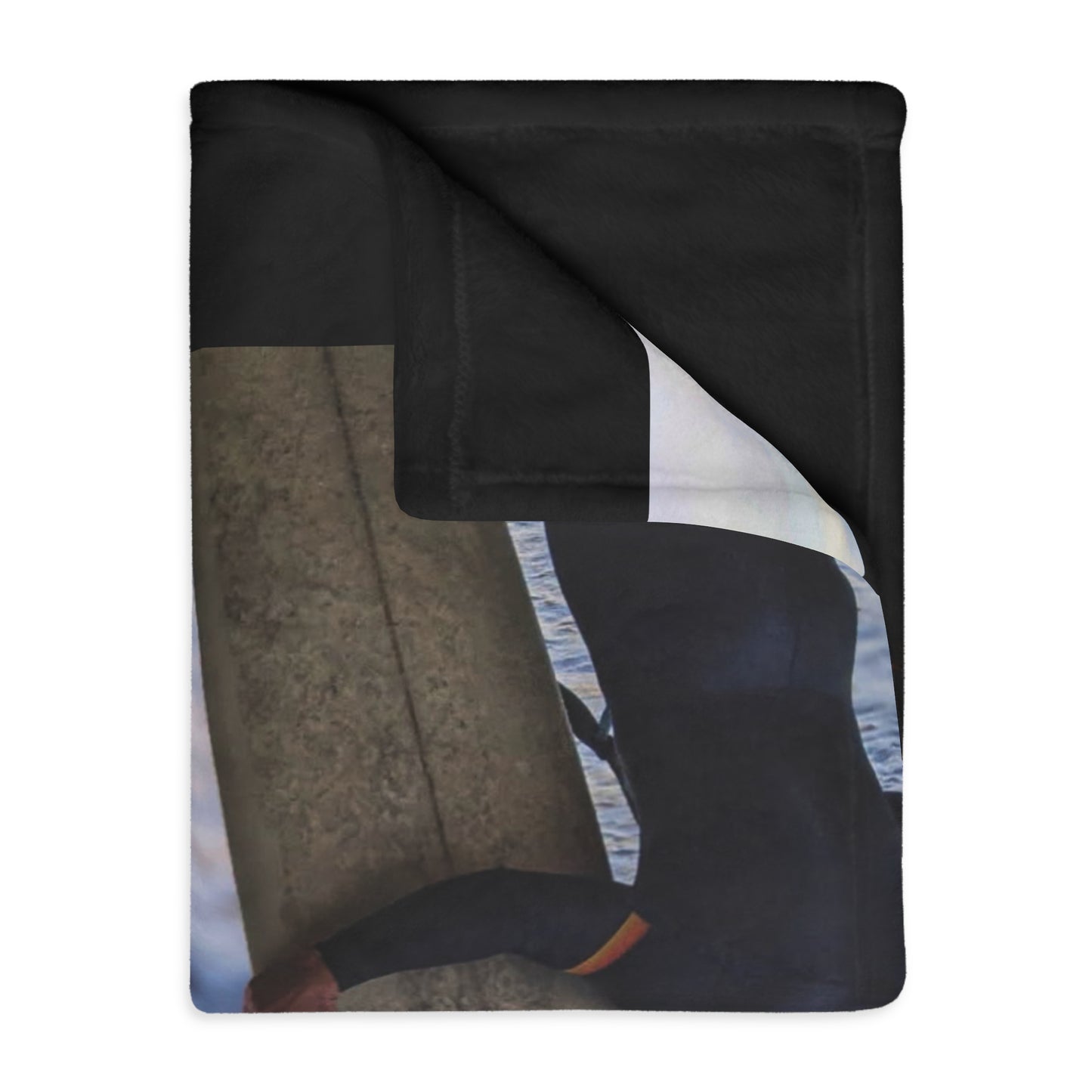 Swamis Vibe Encinitas California JSE Designs Surfer Sunset Blanket #2. Velveteen Microfiber Blanket - Swamis Vibe Surfer Sunset Beach California Two-sided Print