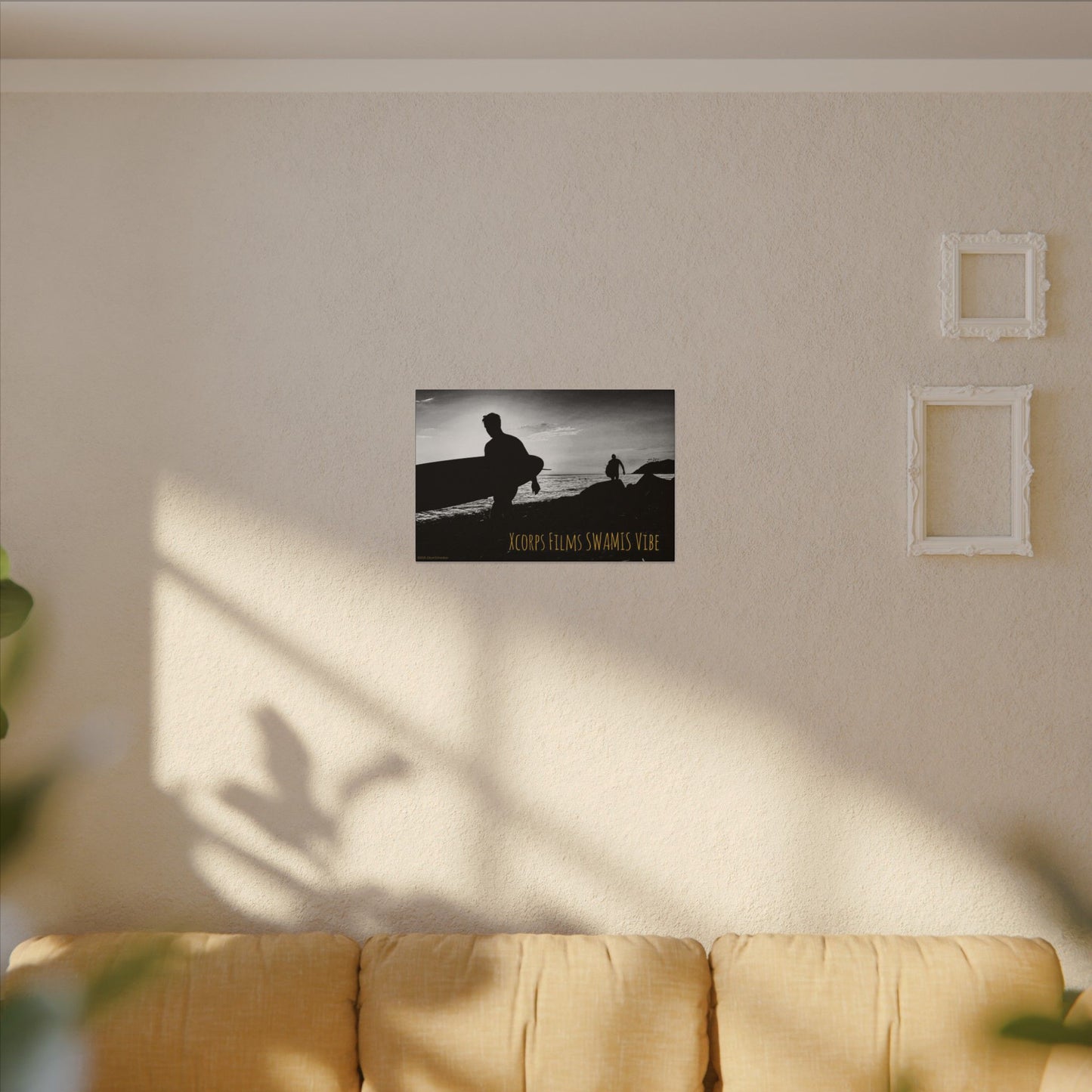 Swamis Vibe Encinitas California JSE Photograph #1029 Swamis Surfers Silhouettes Surfing Art Print, Black-and-White Canvas Wall Decor, Beach Vibe, Surf Culture Home Decoration, Gift for Surfers, Beach Lovers