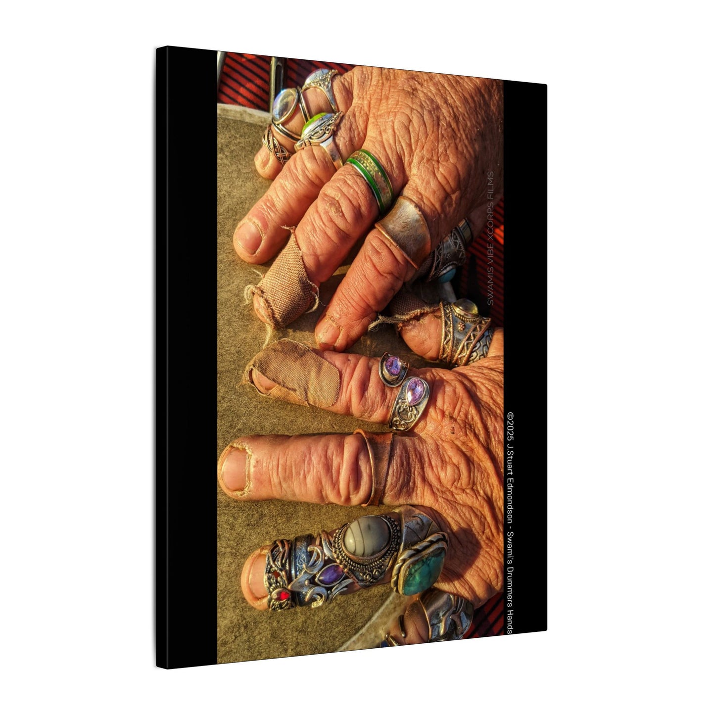 Swamis Vibe Encinitas California JSE Photograph #1253 Swamis Drummer Hands Artistic Canvas Wall Art, Bohemian Home Decor, Unique Gift for Art Lovers, Vibrant Pop Culture Design, Studio Display