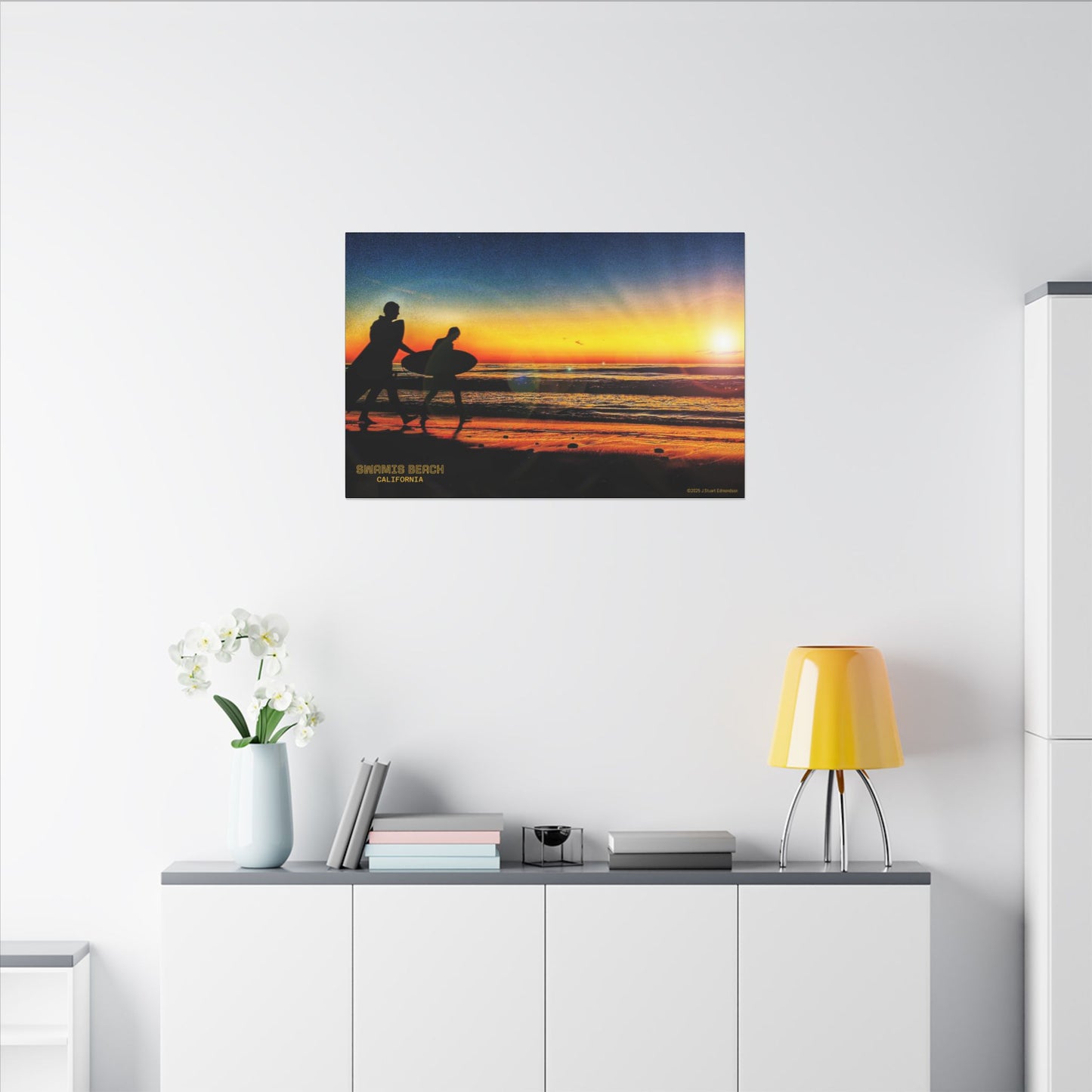 Swamis Vibe Encinitas California JSE Photograph #115 Spirited Swamis Surfers Sunset Sunset Surfing Matte Canvas Print, Surfer Wall Art, Beach Home Decor, Gift for Surf Lovers, Coastal Living, Ocean Art