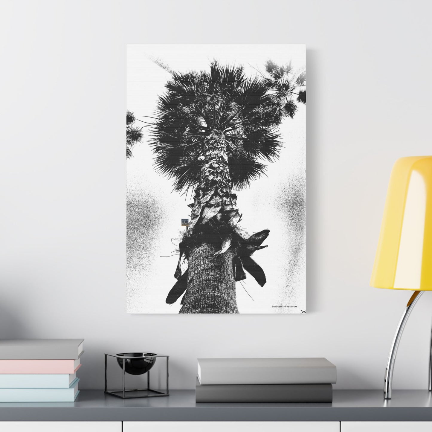 Swamis Vibe Encinitas California JSE Photograph #105 Palm Tree Black and White Palm Tree Canvas Wall Art, Tropical Decor, Botanical Artwork, Modern Home Aesthetic, Gift for Nature Lovers