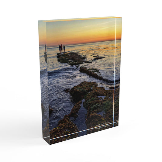 Swamis Vibe Surf and Sunsets 3D Photo Blocks Fishing Off Swamis Reef, Photo Block Art Display, Photo Block Decor, Sunset Landscape Block, Home Decor, Gift for Nature Lovers, Wall Art
