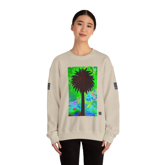 Palm Tree Surf Crewneck Sweatshirt - California Surfing Sunset JSE Surf Photo Designs #12525