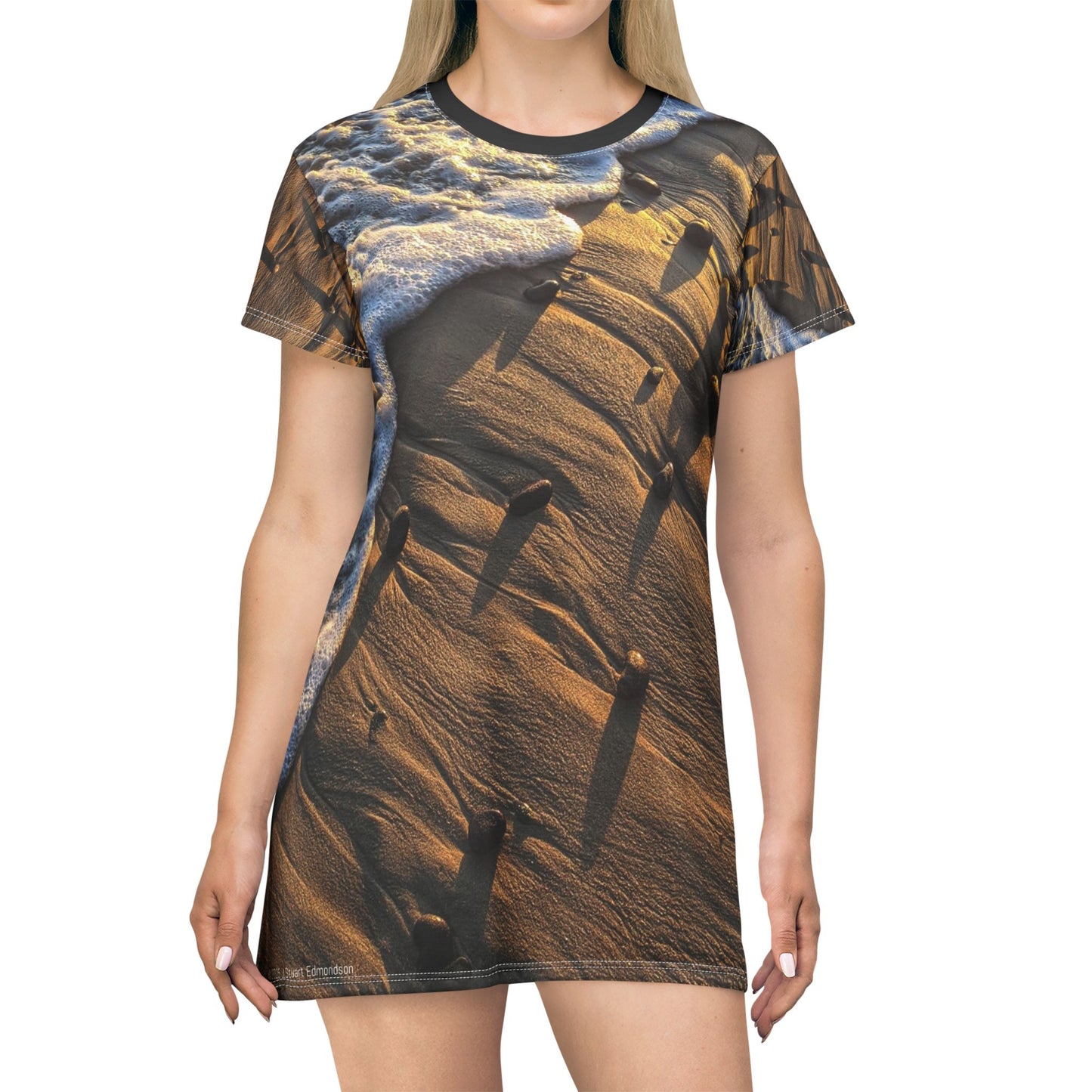 Swamis Vibe Coastal T-Shirt Beach Dress #3. Shoreline Beach Sunset T-Shirt Dress, Summer Outfit, Casual Dress, Vacation Wear, Ocean Lover Gift