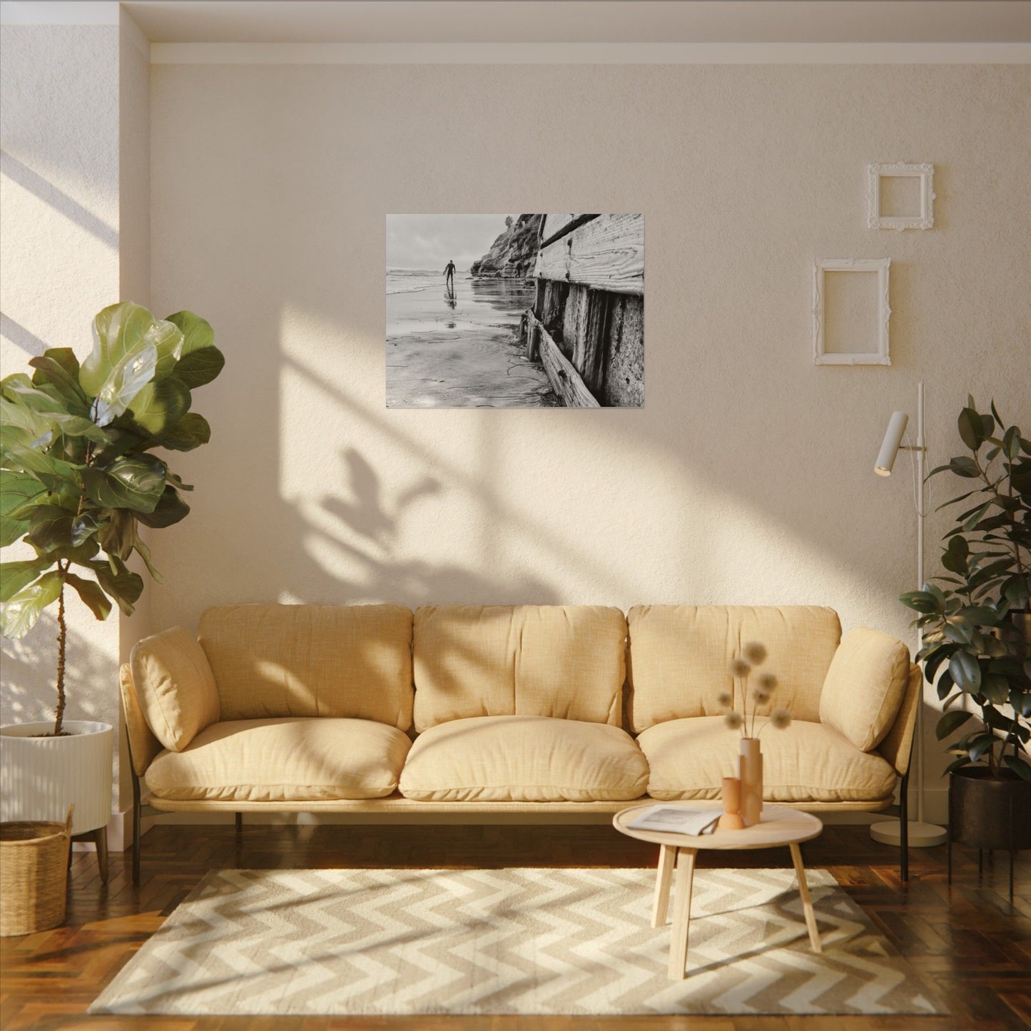 Swamis Vibe Encinitas California JSE Photograph #1221 Surfer on Swamis Beach BW Surfing Wall Art Print, Black and White Coastal Decor, Beach Lover Gift, Home Office Artwork, Surfer Canvas