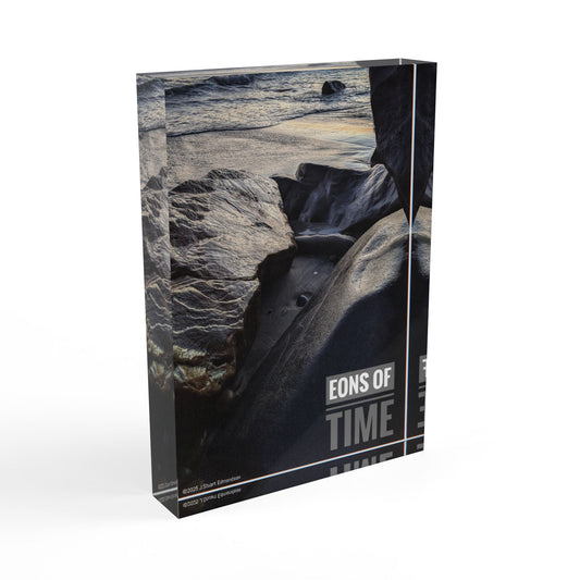 Swamis Vibe Surf and Sunsets SWAMIS VIBE Photo Block #55 Eons Of Time, Black and White, Decorative Desk Decor, Unique Wall Art, Nature Photography, Gift for Home Decor Lovers