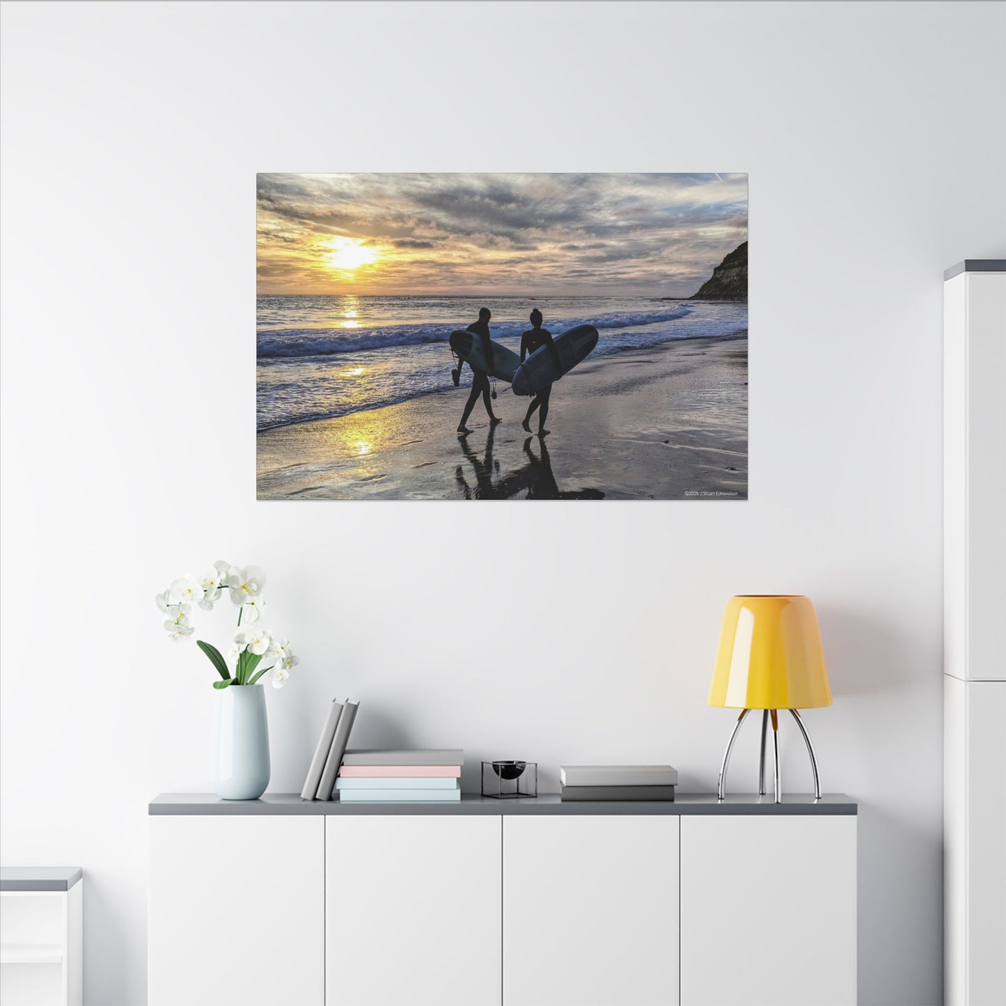 Swamis Vibe Encinitas California JSE Photograph #431 Swamis Silver Sunset Surfers Sunset Surfing Canvas Wall Art | Beach Decor, Ocean Sunset, Surfing Artwork, Home Decor, Gift for Surfers