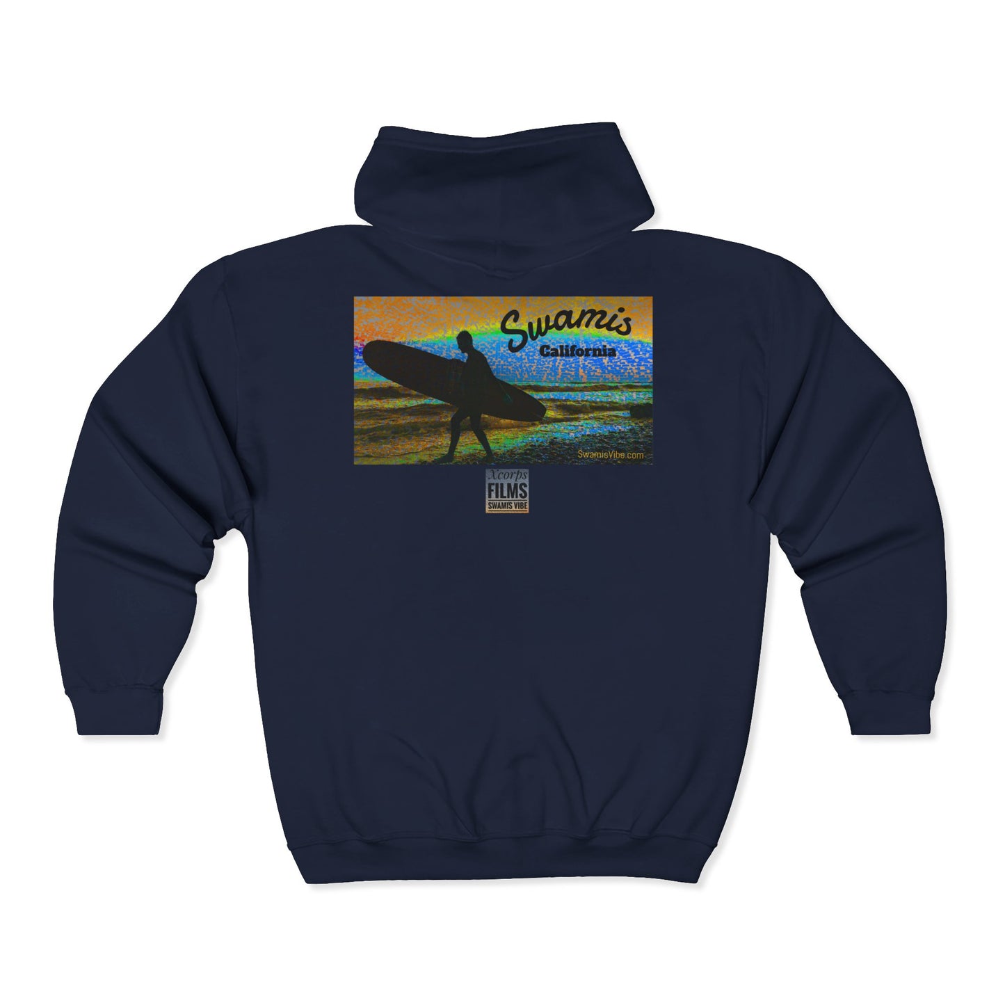 Swamis Vibe Encinitas California JSE Designs custom Hoodie #4. Swamis Beach Surf Vibe California Stylish Zip-Up Hooded Sweatshirt, Cozy Casual Wear, Perfect Gift for Friends, Unique Art Design, Great for Every Season