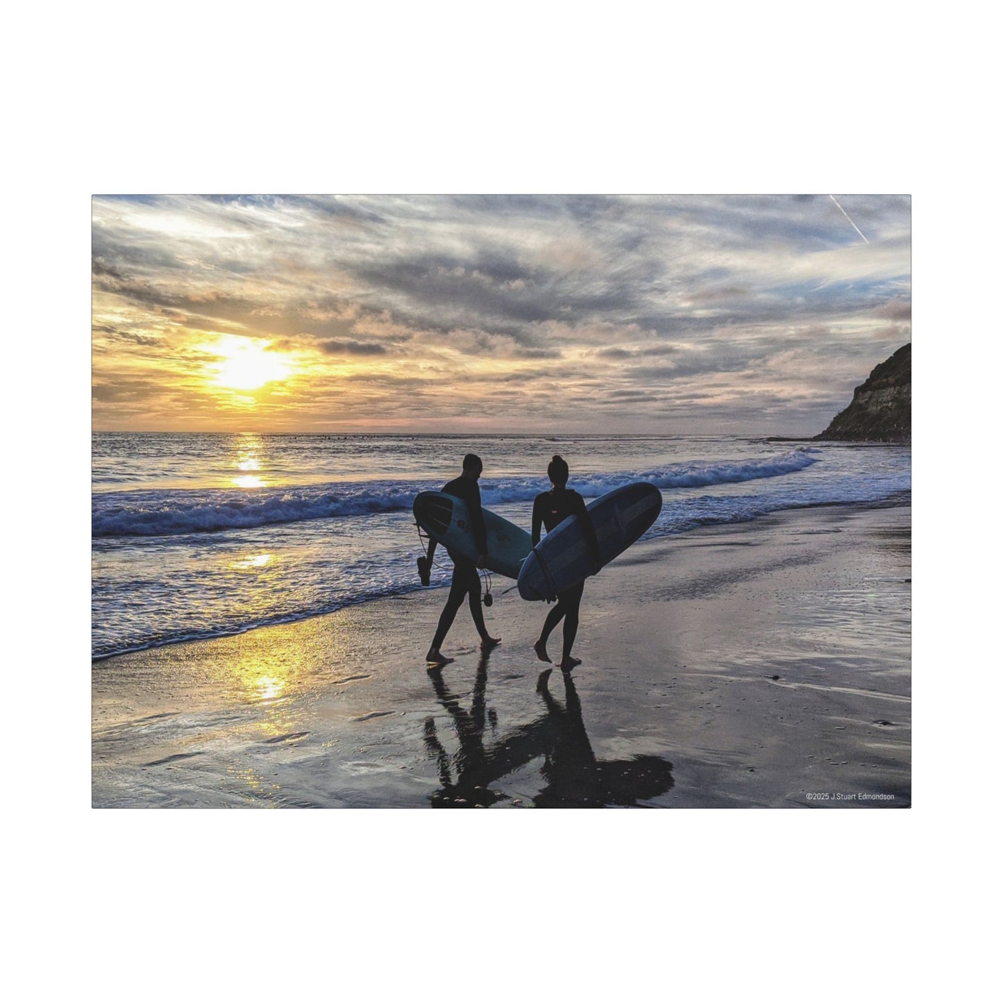 Swamis Vibe Encinitas California JSE Photograph #431 Swamis Silver Sunset Surfers Sunset Surfing Canvas Wall Art | Beach Decor, Ocean Sunset, Surfing Artwork, Home Decor, Gift for Surfers