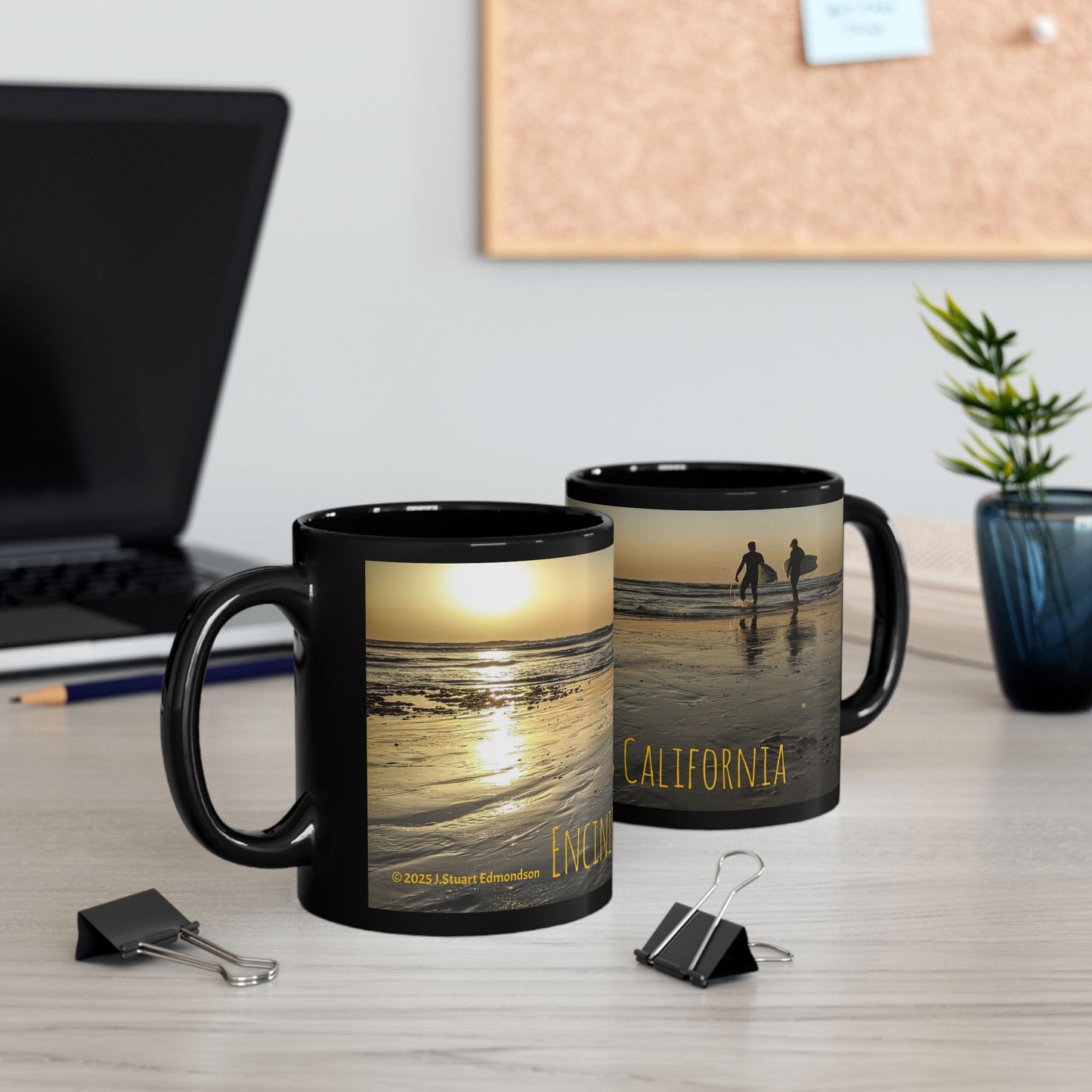 Swamis Vibe Encinitas California JSE Designs Swamis Vibe Ceramic Mug #2. Beach Vibes Coffee Mug - Encinitas California, Surfing Gift, Ocean Lover, Summer Memories, Travel Keepsake