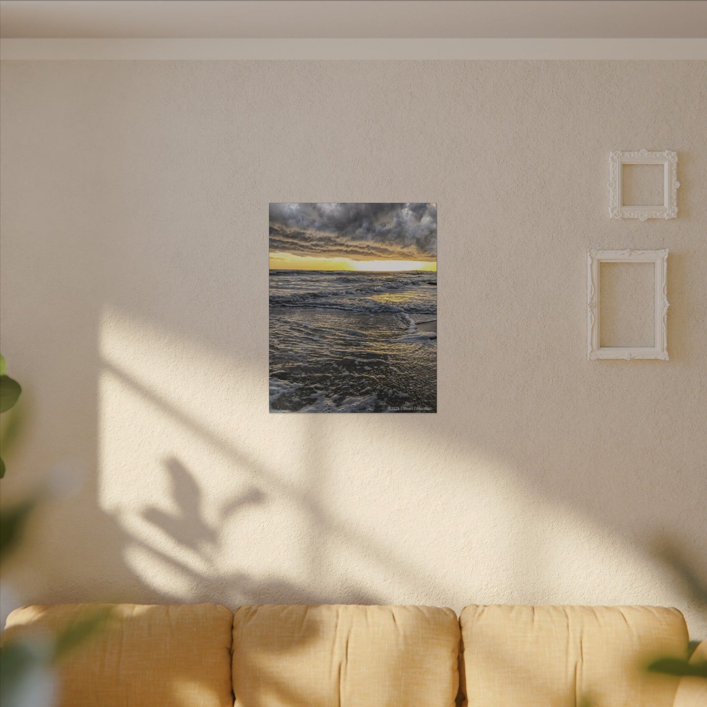 Swamis Vibe Encinitas California JSE Photograph #407 Sunset Stormy Stretched Canvas Art, Beach Sunset Wall Decor, Coastal Home Decor, Seascape Print, Gift for Ocean Lovers